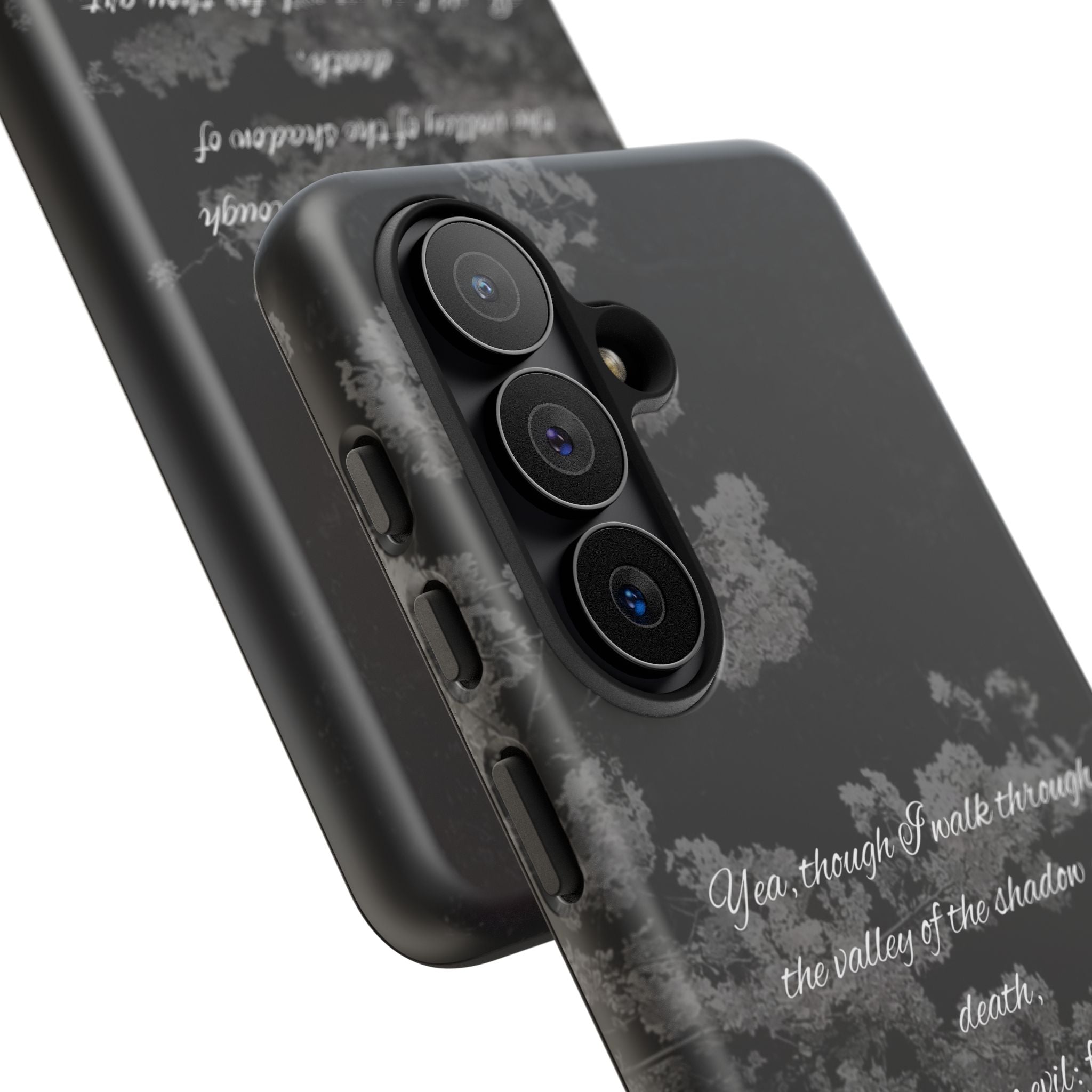 Bible Verse Phone Case — Psalm 23:4 Comfort Black Protective Cover