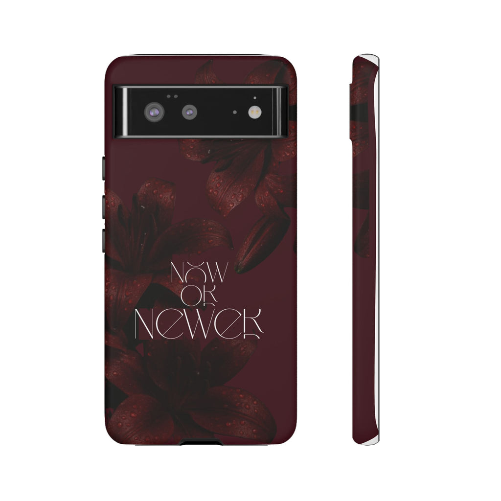 Tough Cases – Burgundy Floral “Now or Never” Protective Phone Case