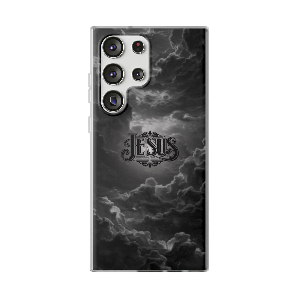 Jesus Cloud Phone Case — Faith-Inspired Flexi Case with 'Jesus' Script
