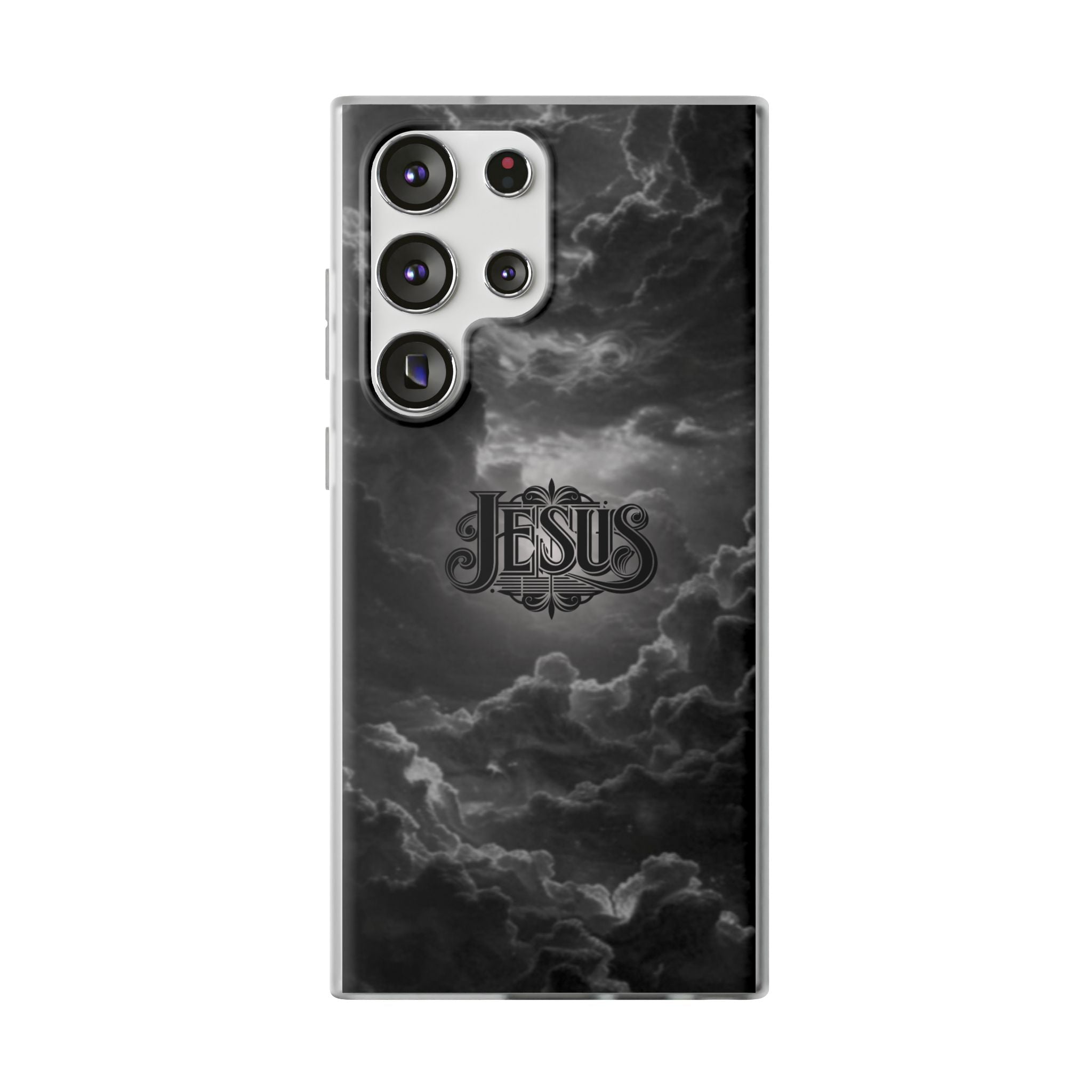 Jesus Cloud Phone Case — Faith-Inspired Flexi Case with 'Jesus' Script