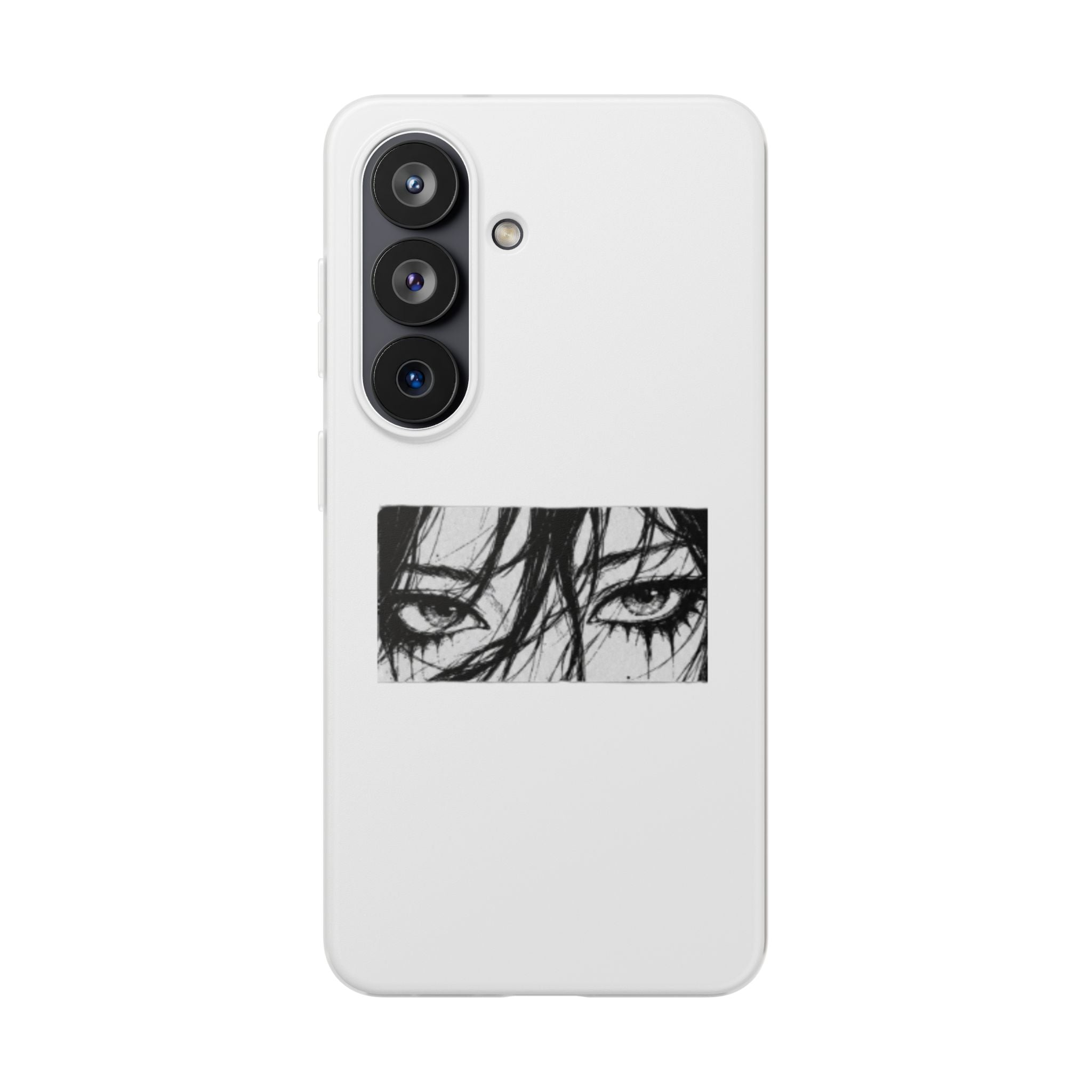 Anime Eyes Illustration Phone Case - Moody Black & White Flexi Case