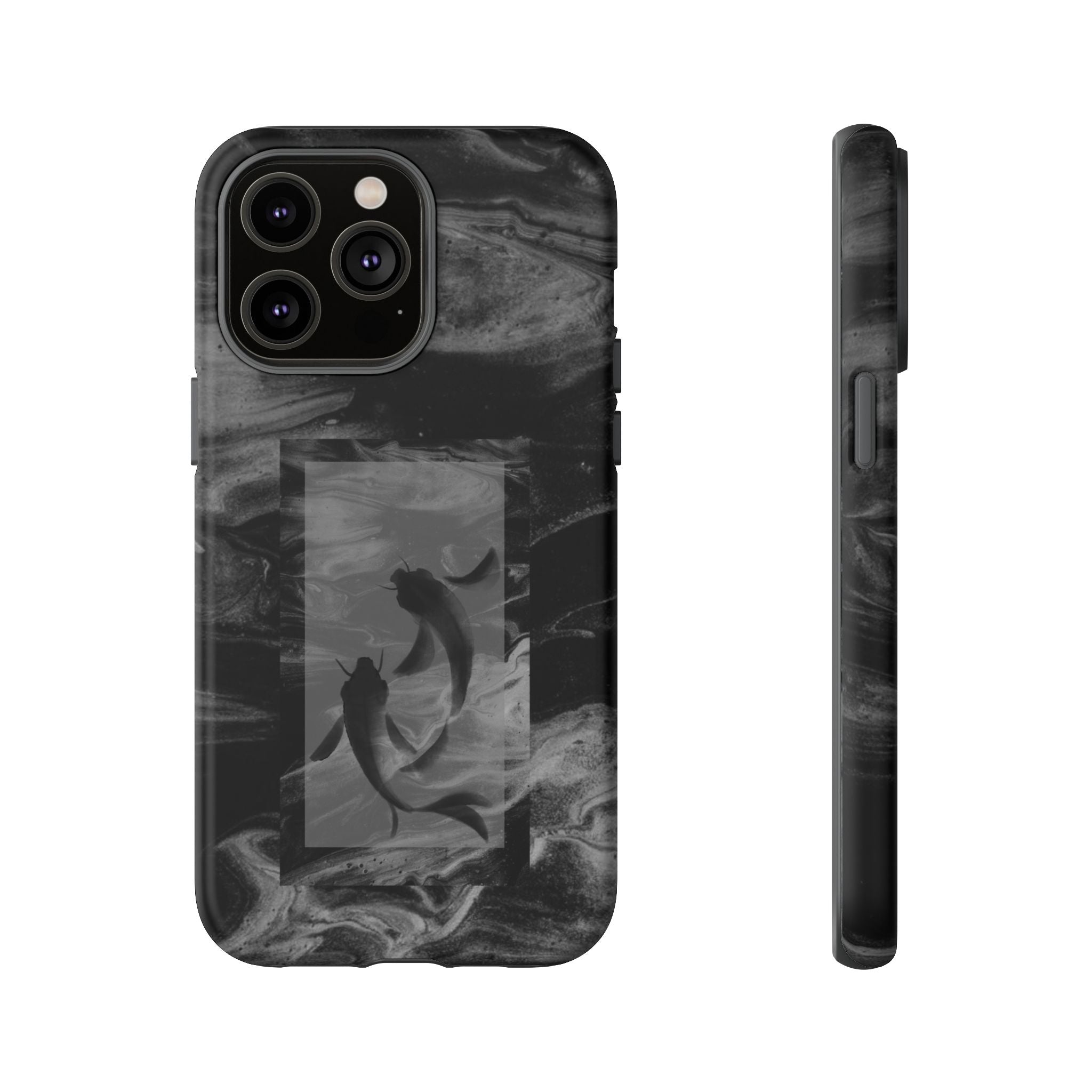 Koi Yin-Yang Marble Phone Case – Black Smoky Art Protection
