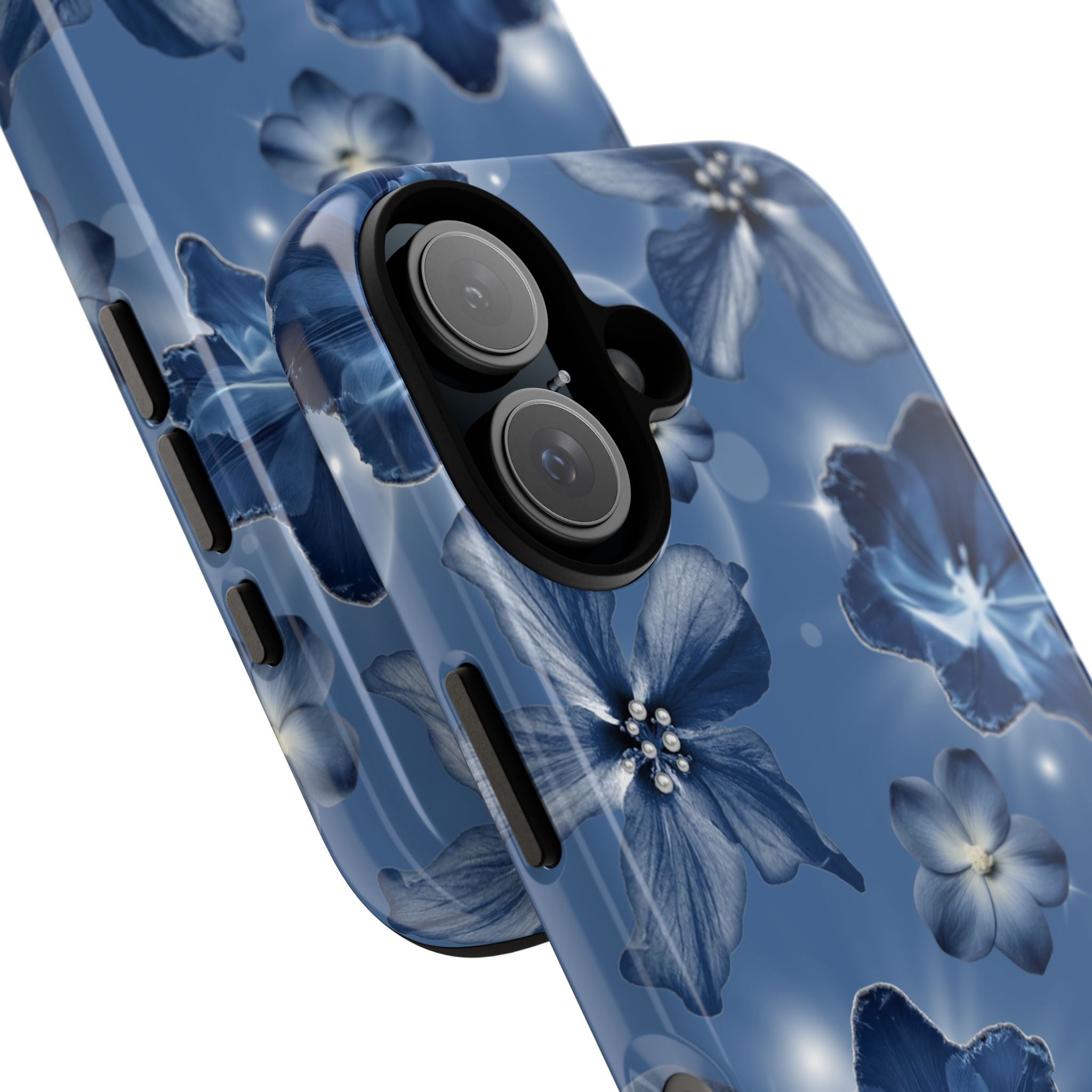 Blue Floral Tough Phone Case — Protective Blossom Design
