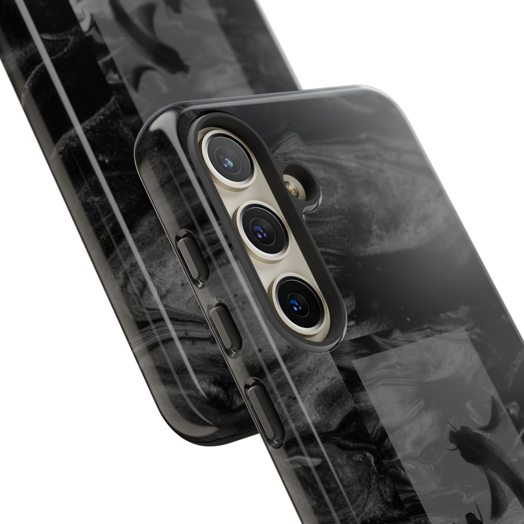Koi Yin-Yang Marble Phone Case – Black Smoky Art Protection