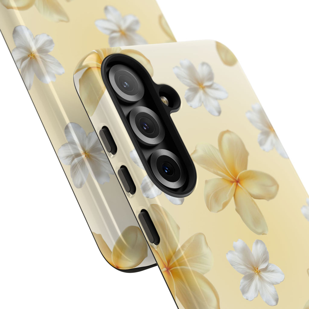 Plumeria Floral Tough Phone Case — Yellow Tropical Protection