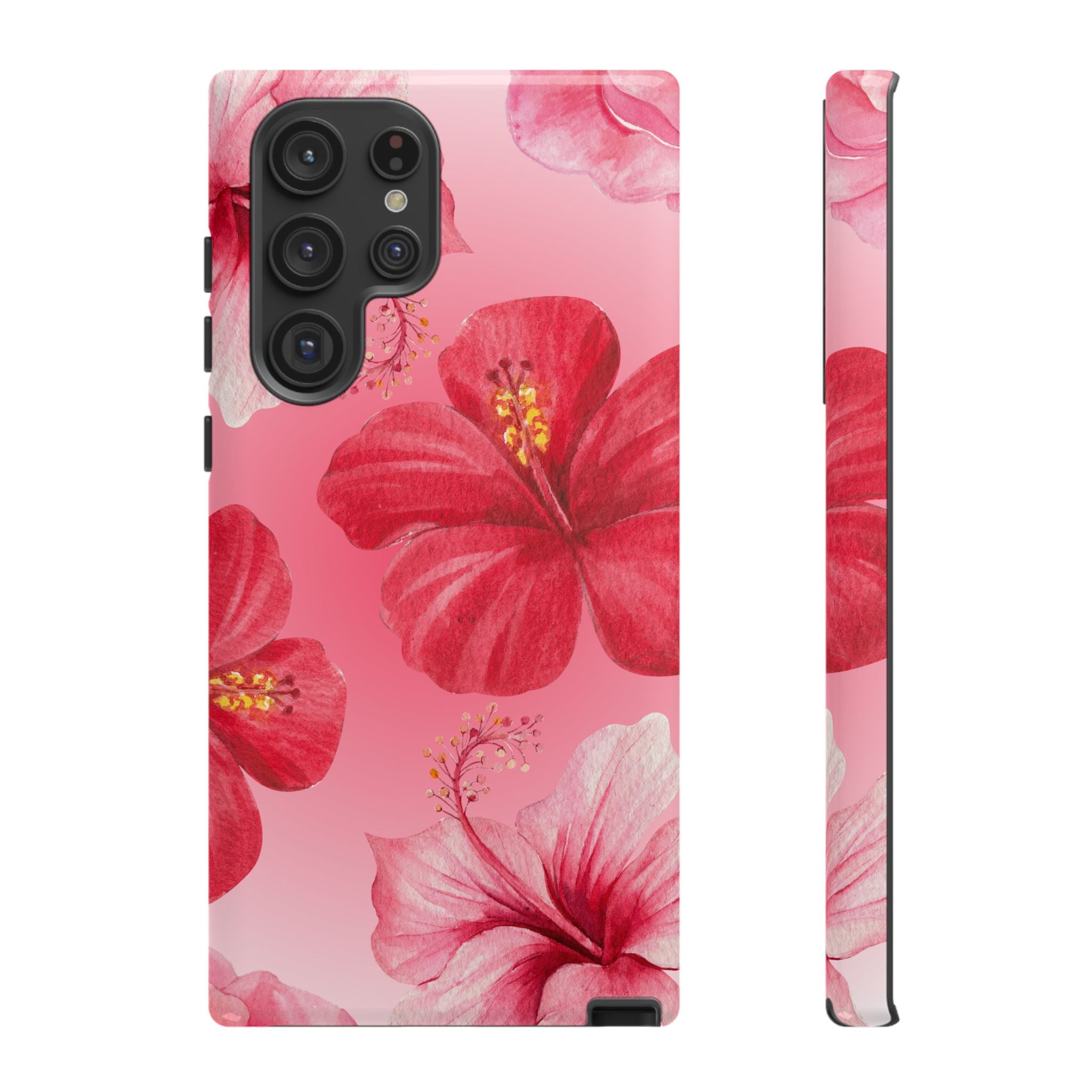 Hibiscus Pink Tough Phone Case — Floral Tropical Protective Cover