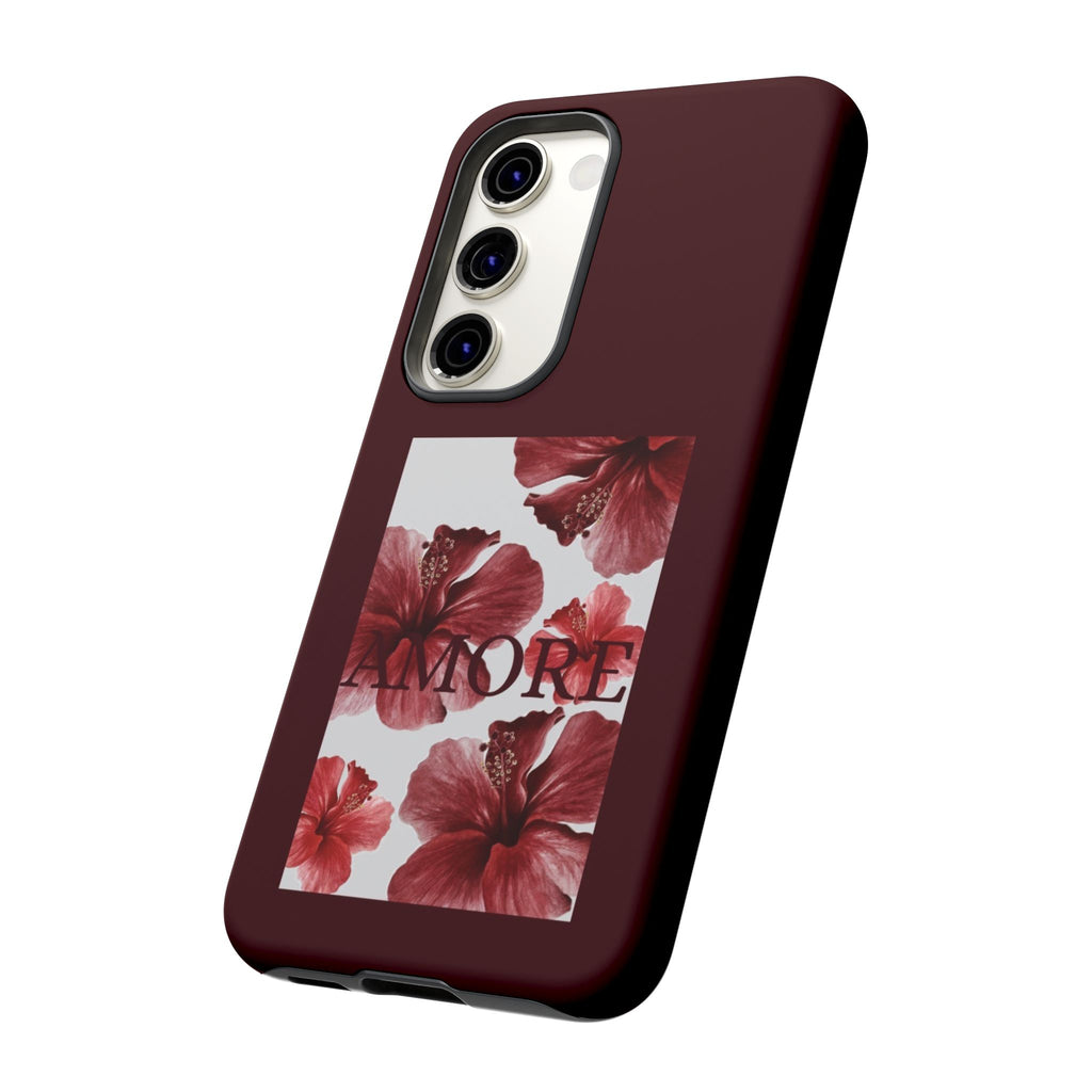 Amore Floral Phone Case — Burgundy Tough Protective Cover