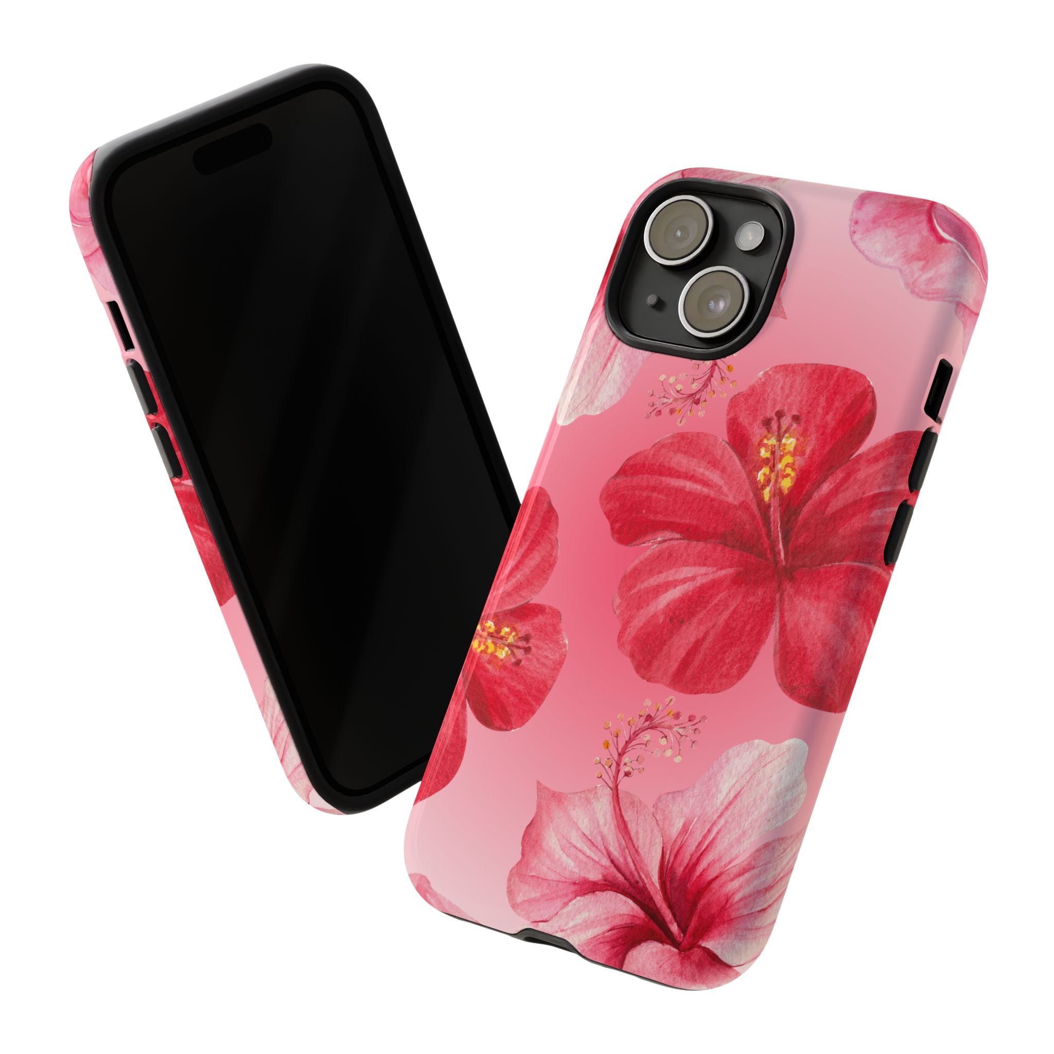 Hibiscus Pink Tough Phone Case — Floral Tropical Protective Cover