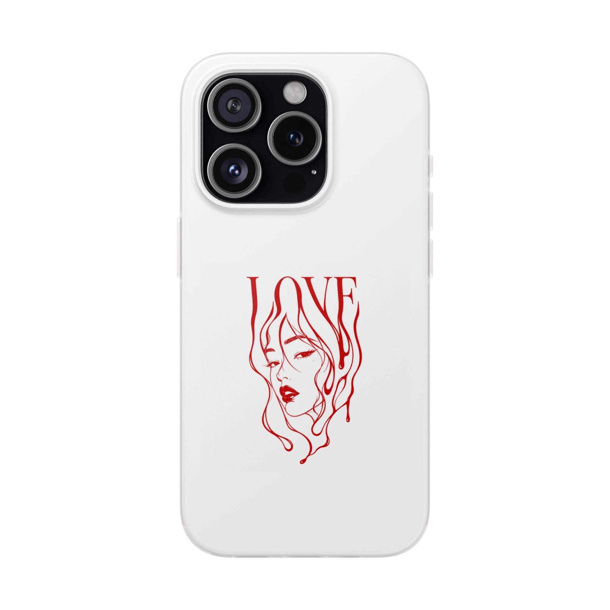 Red Line Art 'LOVE'  Face Design - Flexi Case