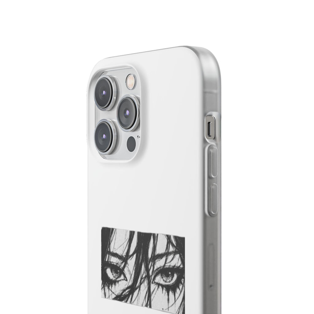 Anime Eyes Illustration Phone Case - Moody Black & White Flexi Case