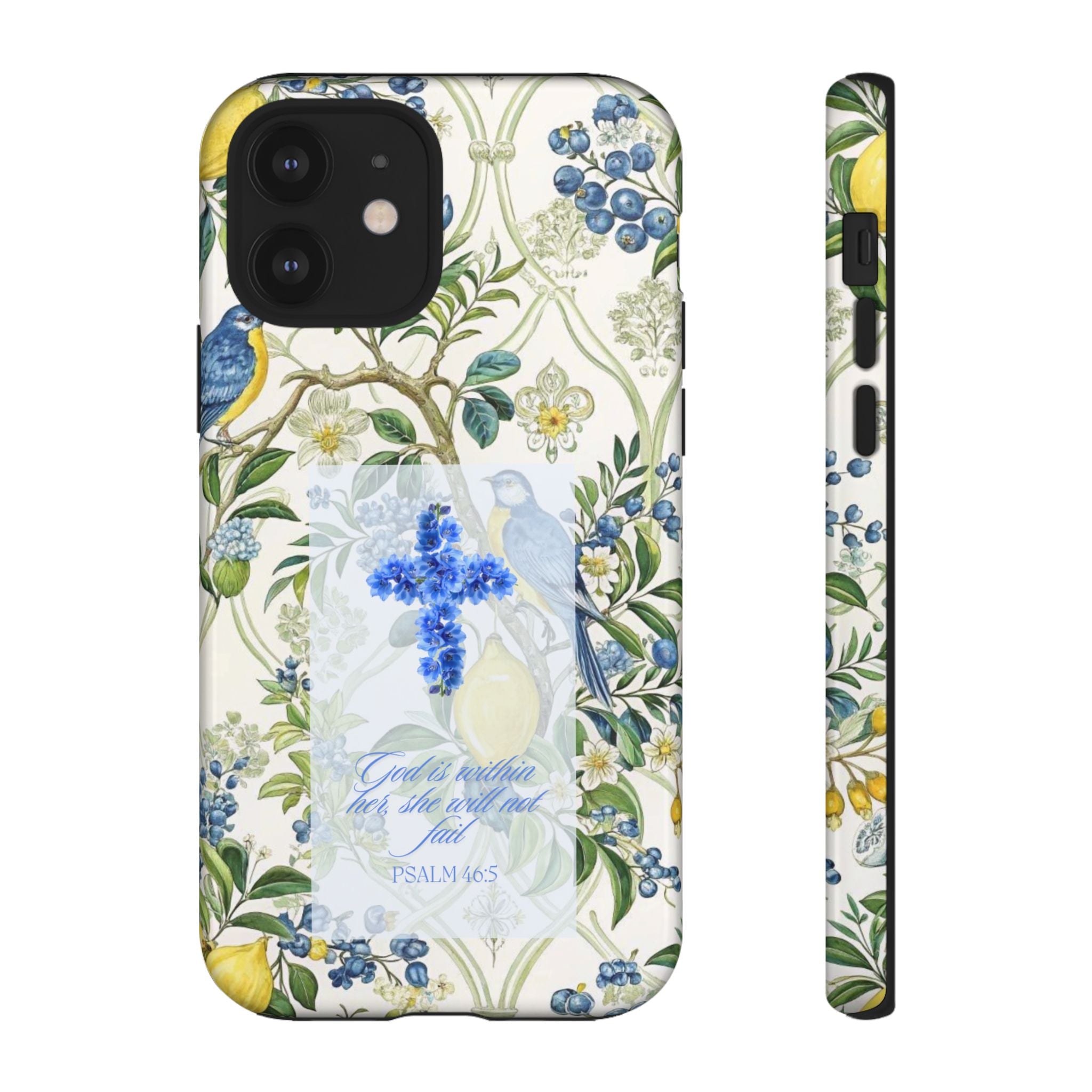 Floral Cross Tough Phone Case — Psalms Blessing Protective Cover