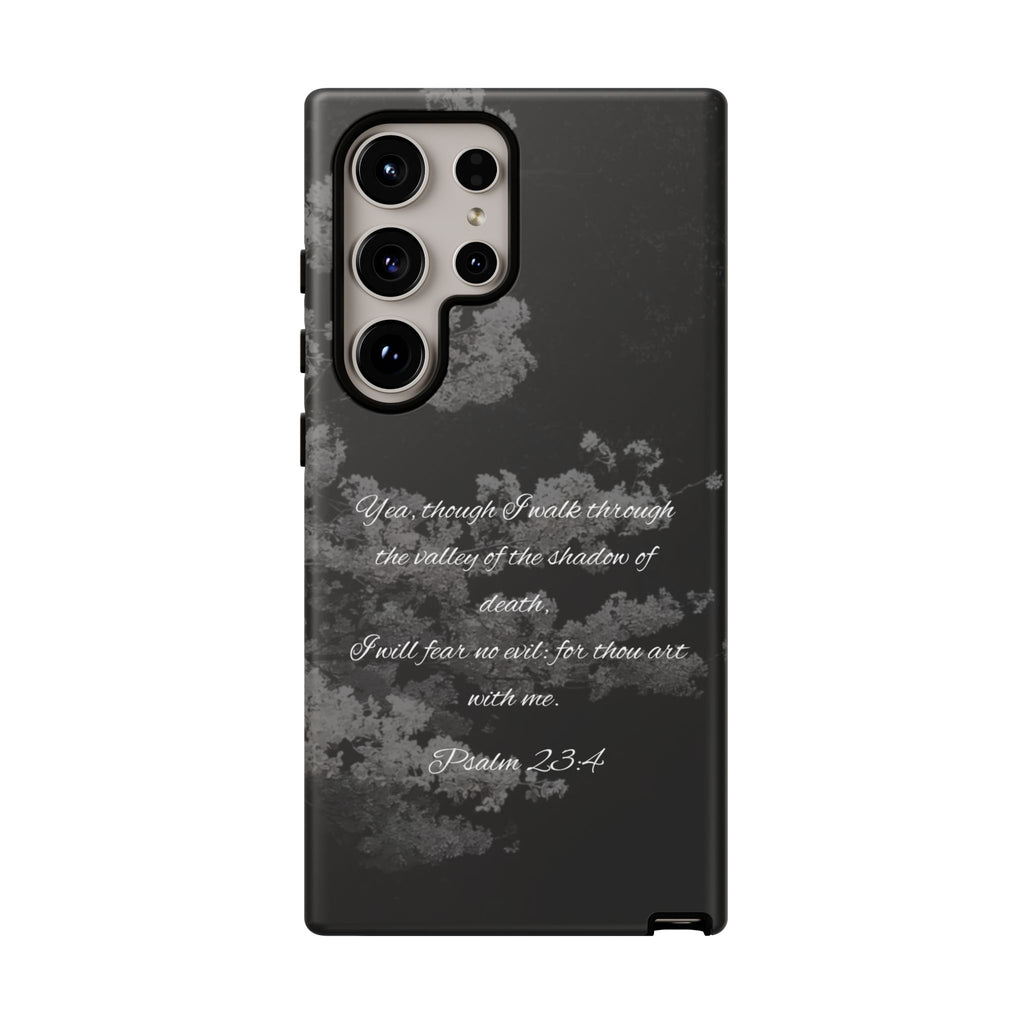 Bible Verse Phone Case — Psalm 23:4 Comfort Black Protective Cover