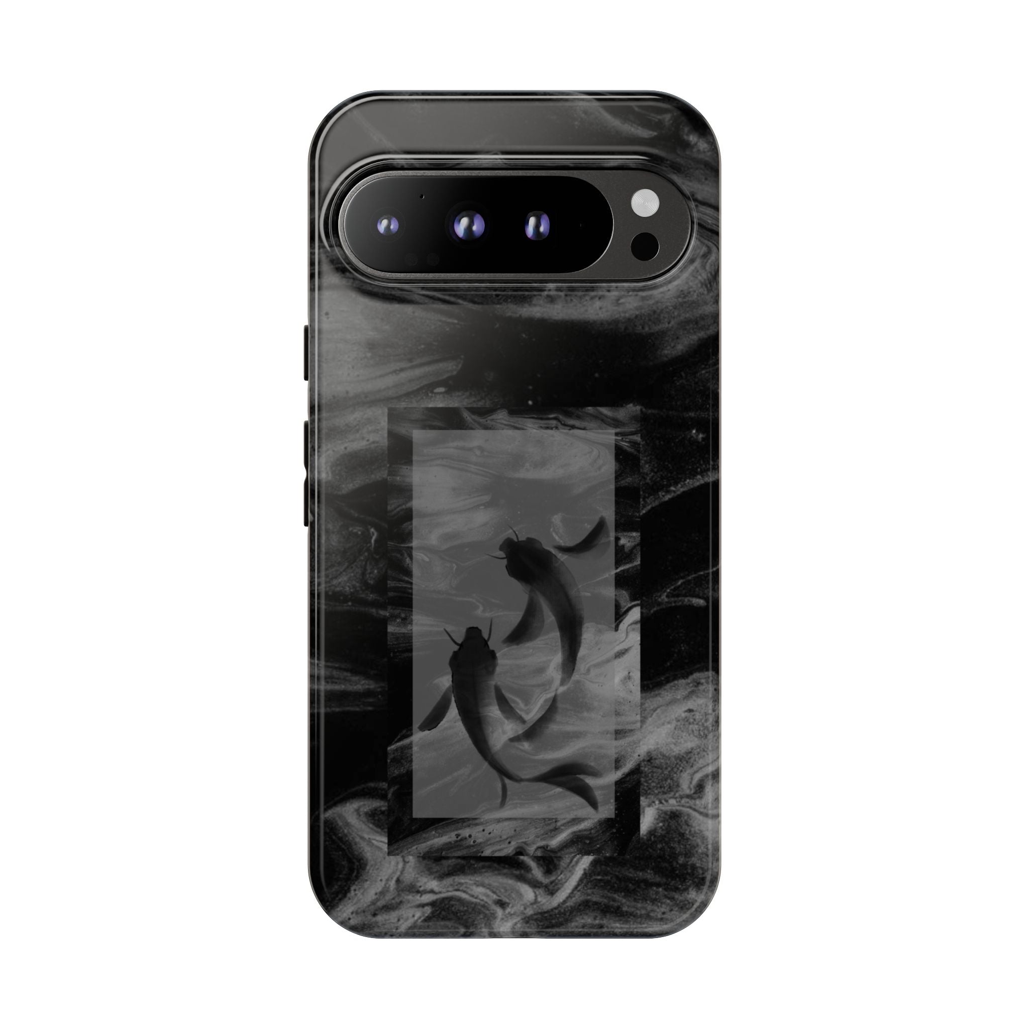 Koi Yin-Yang Marble Phone Case – Black Smoky Art Protection