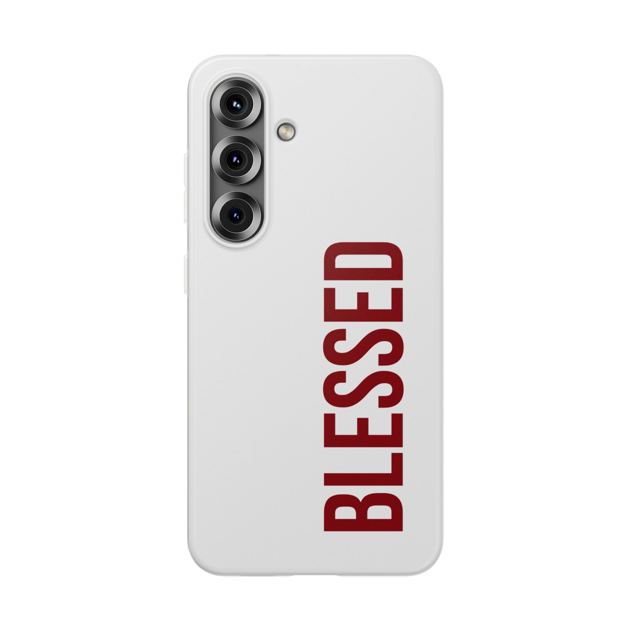 Blessed Phone Case — Vertical Red Typography Clear Flexi Case