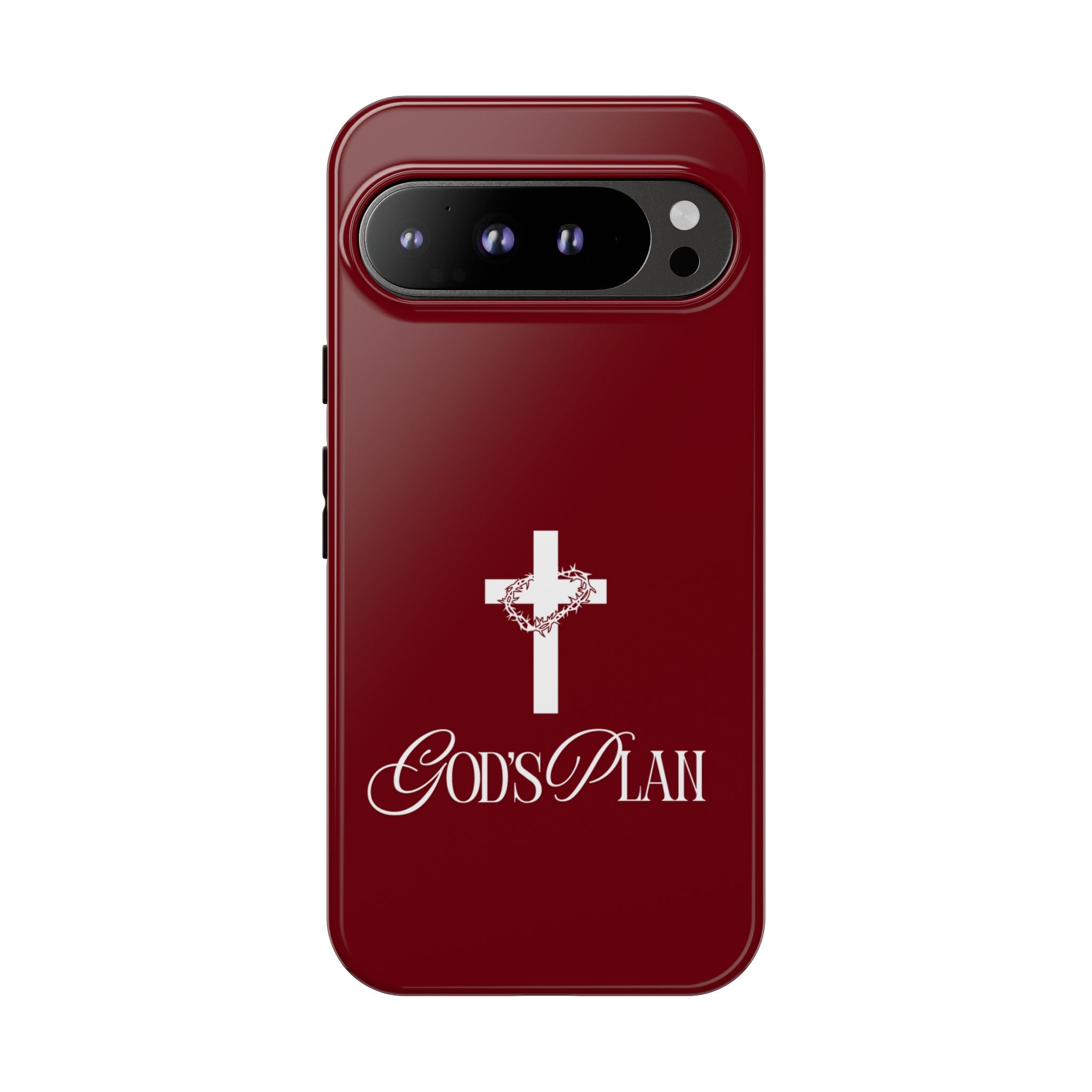 God's Plan — Christian Tough Phone Case | Cross Faith Burgundy Cover