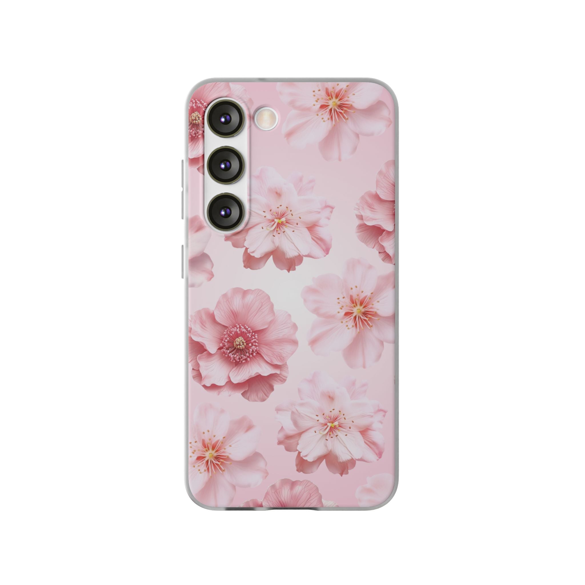 Pink Cherry Blossom Phone Case — Floral Slim Flexi Case for iPhone