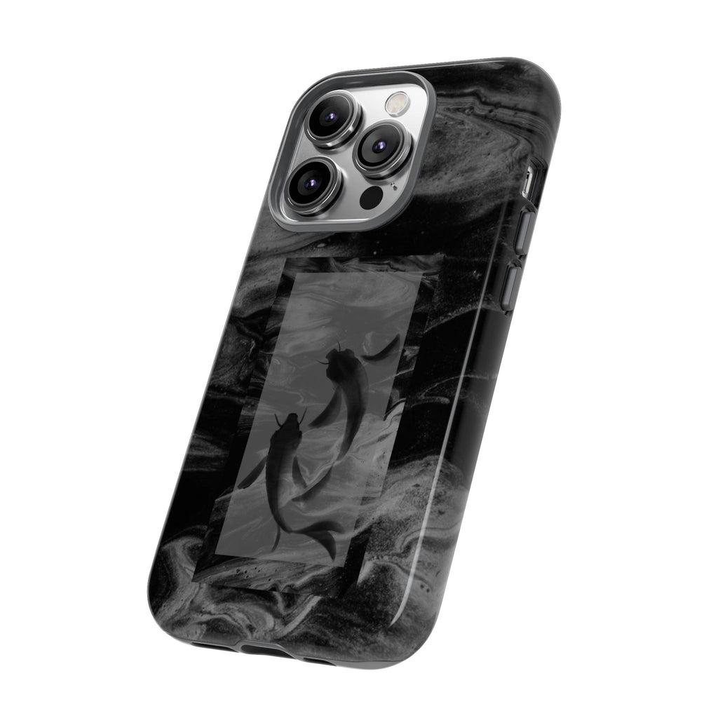Koi Yin-Yang Marble Phone Case – Black Smoky Art Protection