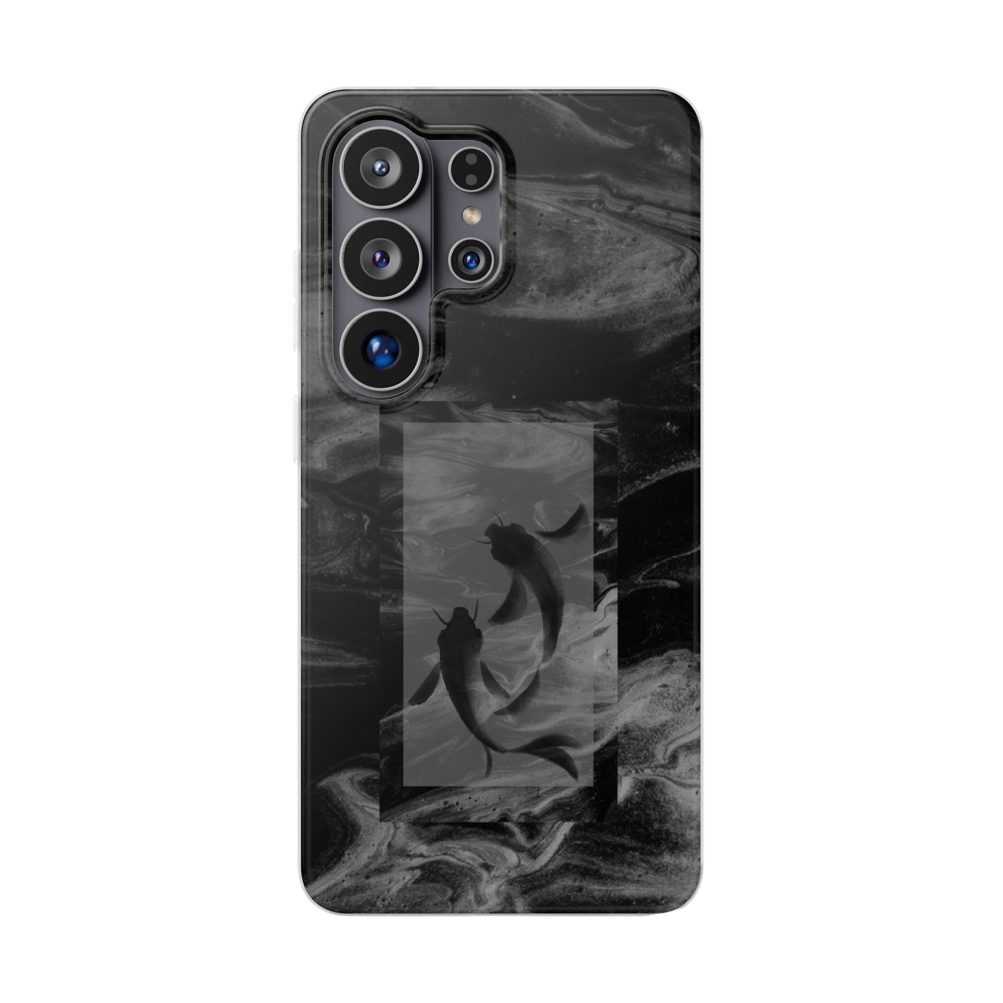 Black Koi Phone Case — Minimalist Monochrome Fish Design