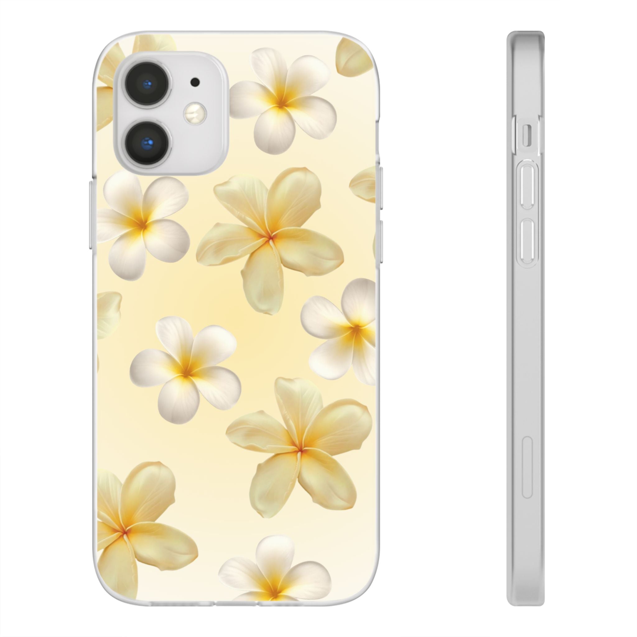 Plumeria Floral Flexi Phone Case — Tropical Yellow Flower Protective Cover