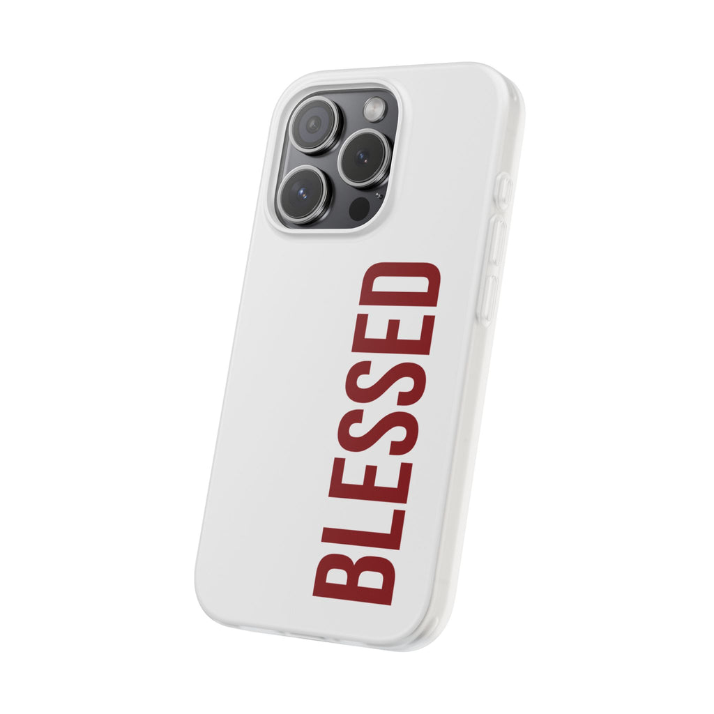 Blessed Phone Case — Vertical Red Typography Clear Flexi Case