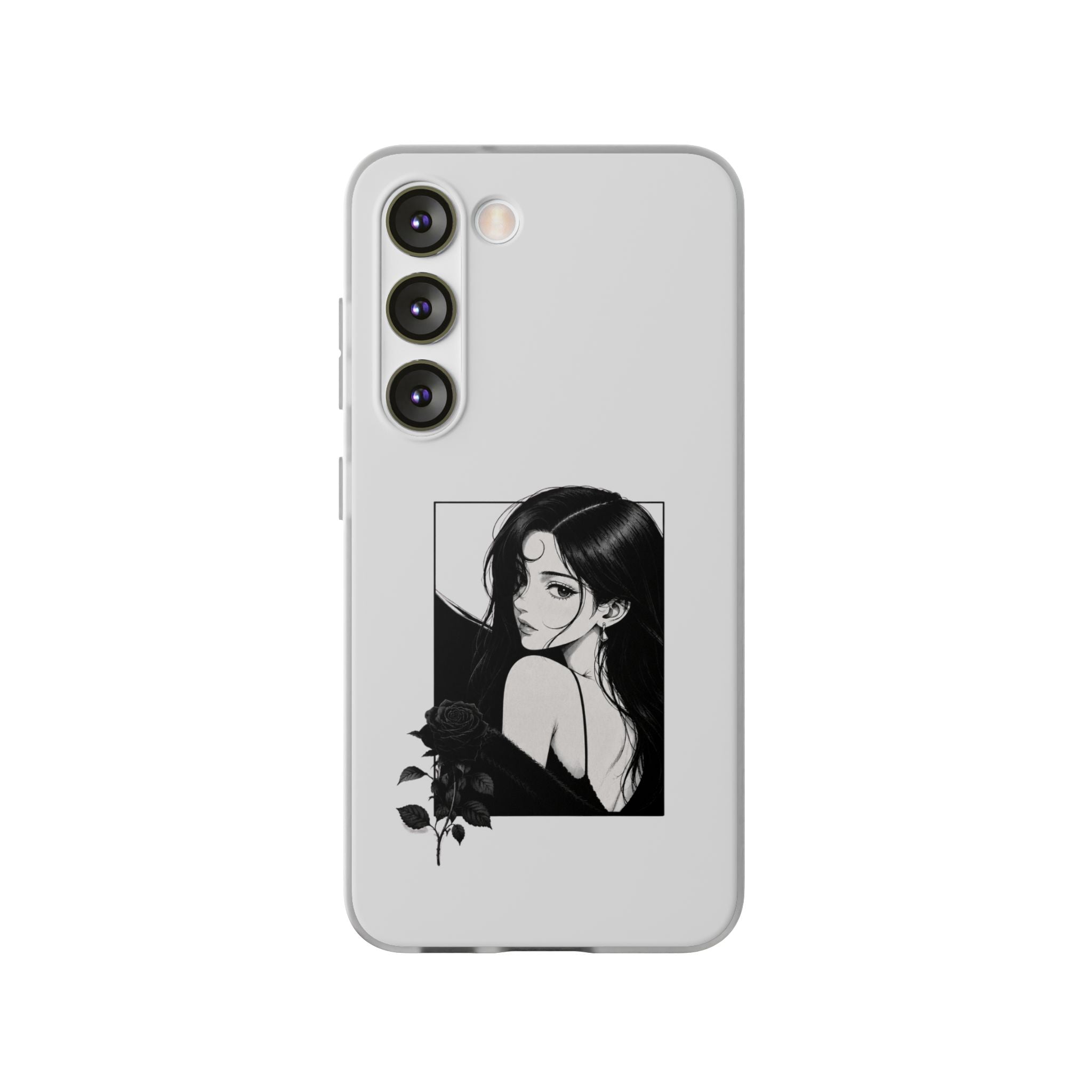 Anime Girl Noir Black Rose Illustration Flexi Case