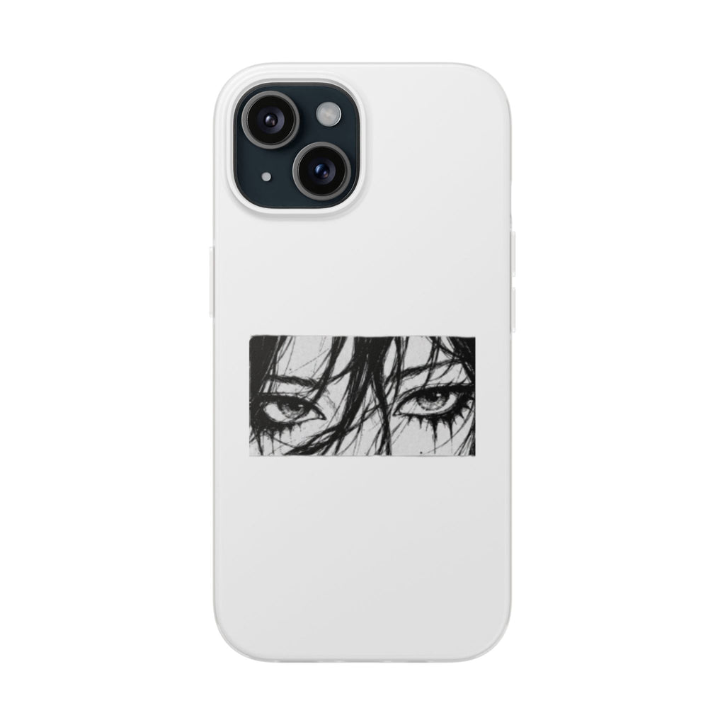 Anime Eyes Illustration Phone Case - Moody Black & White Flexi Case