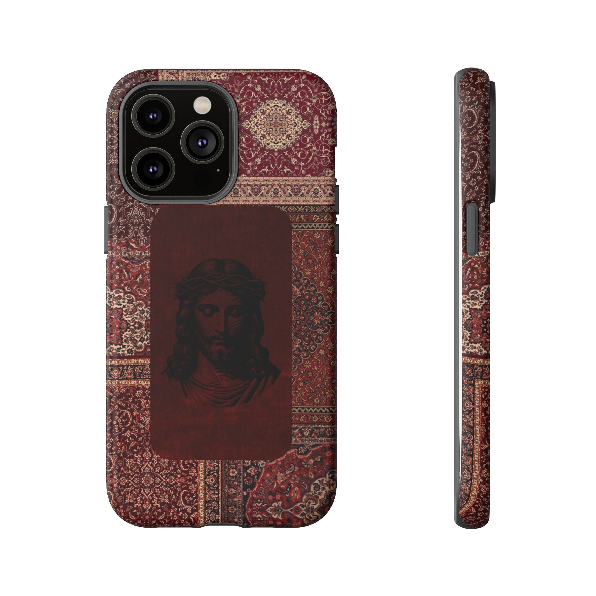 Religious Vintage Rug Phone Case — Jesus Portrait Tough Case