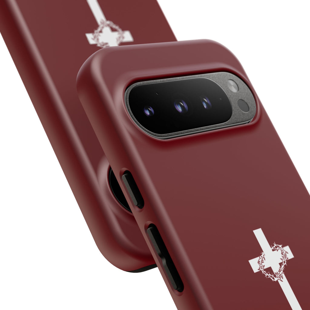 God's Plan — Christian Tough Phone Case | Cross Faith Burgundy Cover