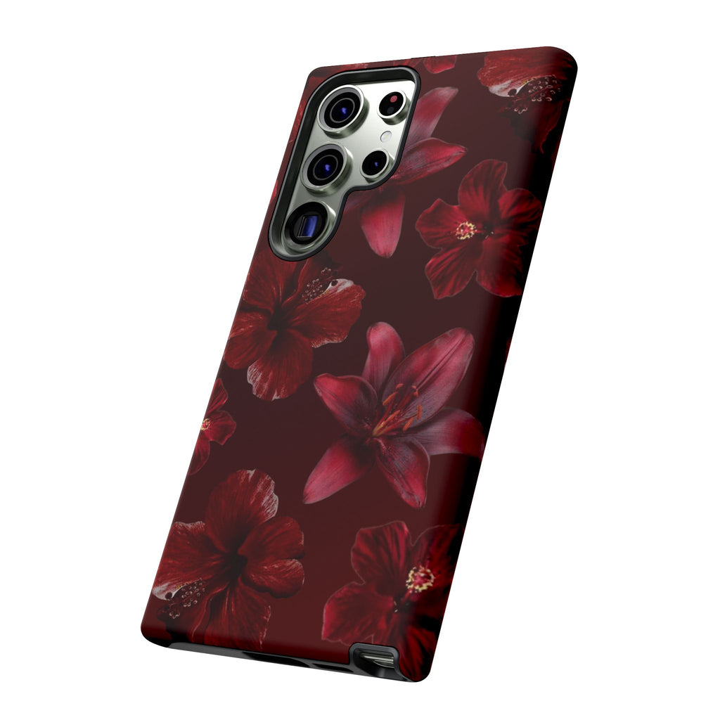 Tough Cases - Dark Red Floral Phone Case