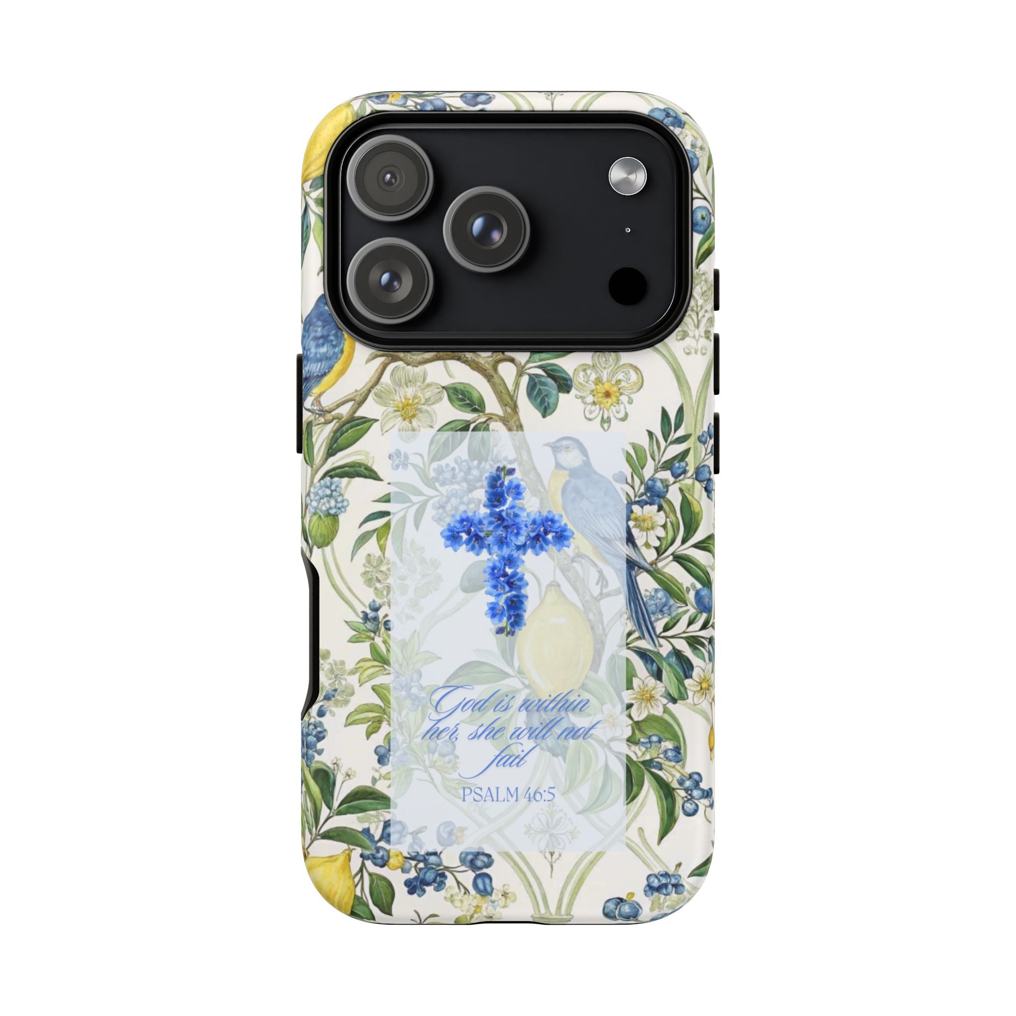 Floral Cross Tough Phone Case — Psalms Blessing Protective Cover
