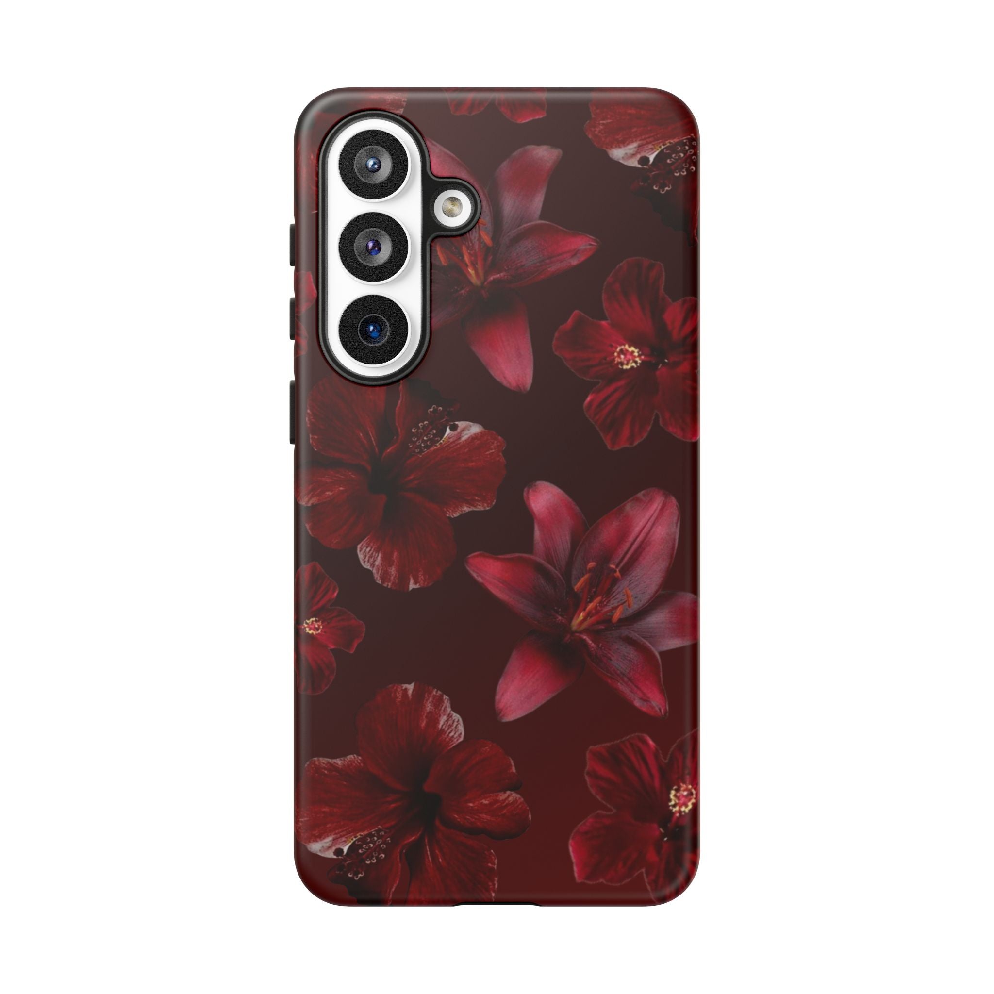 Tough Cases - Dark Red Floral Phone Case