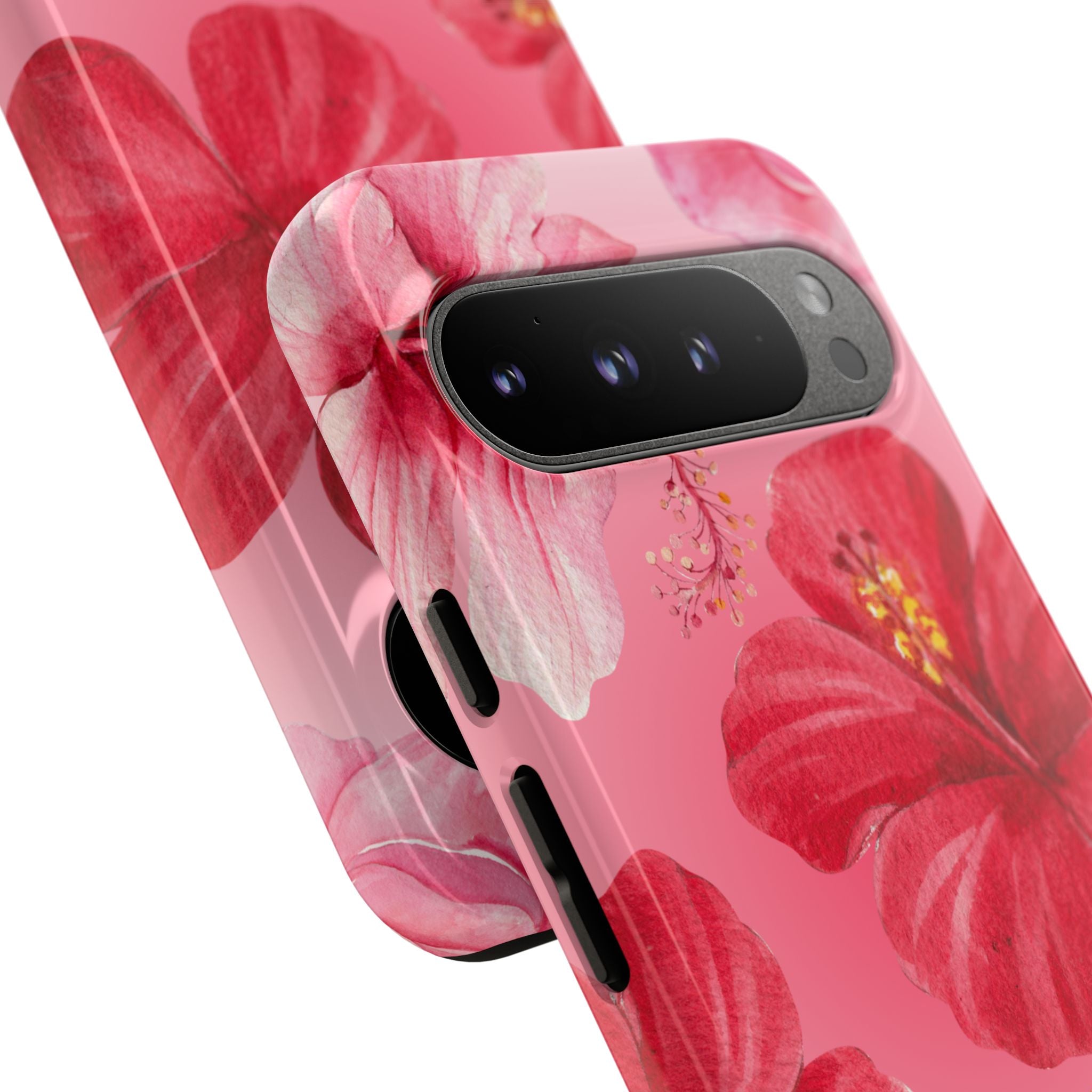 Hibiscus Pink Tough Phone Case — Floral Tropical Protective Cover