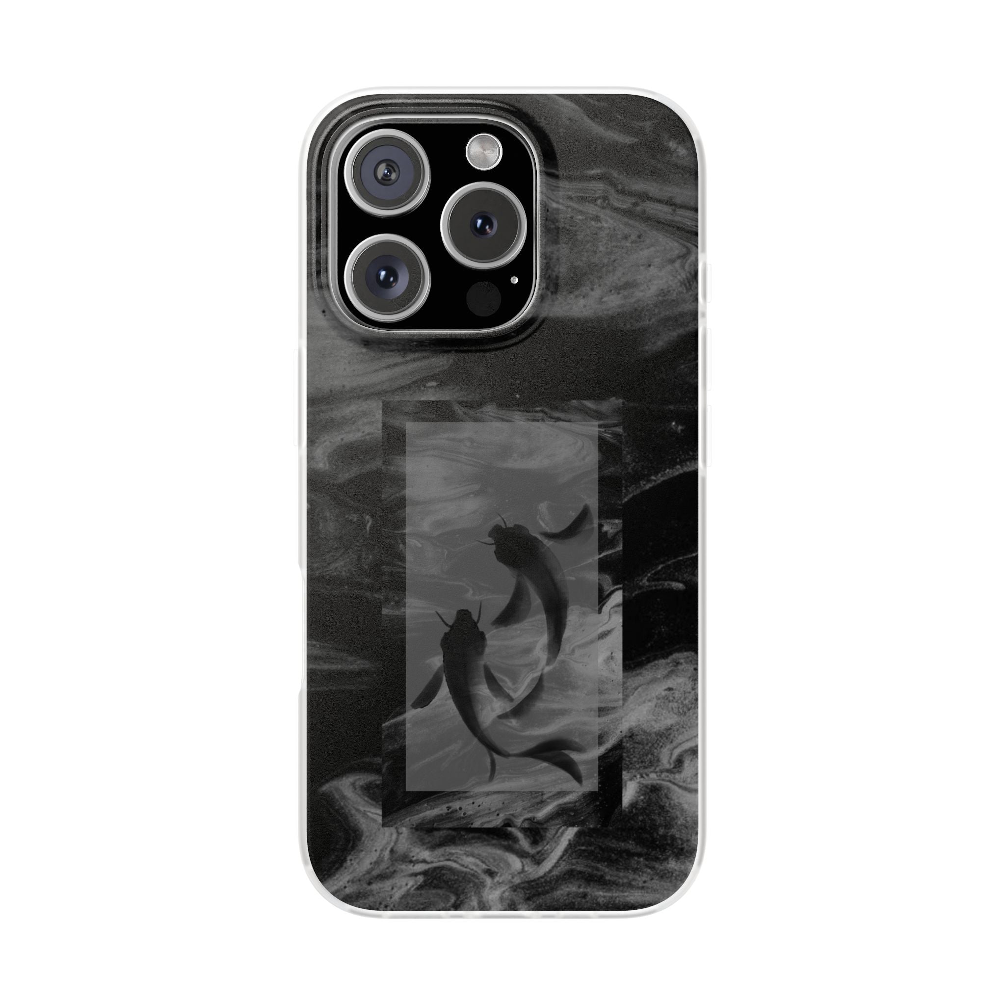 Black Koi Phone Case — Minimalist Monochrome Fish Design
