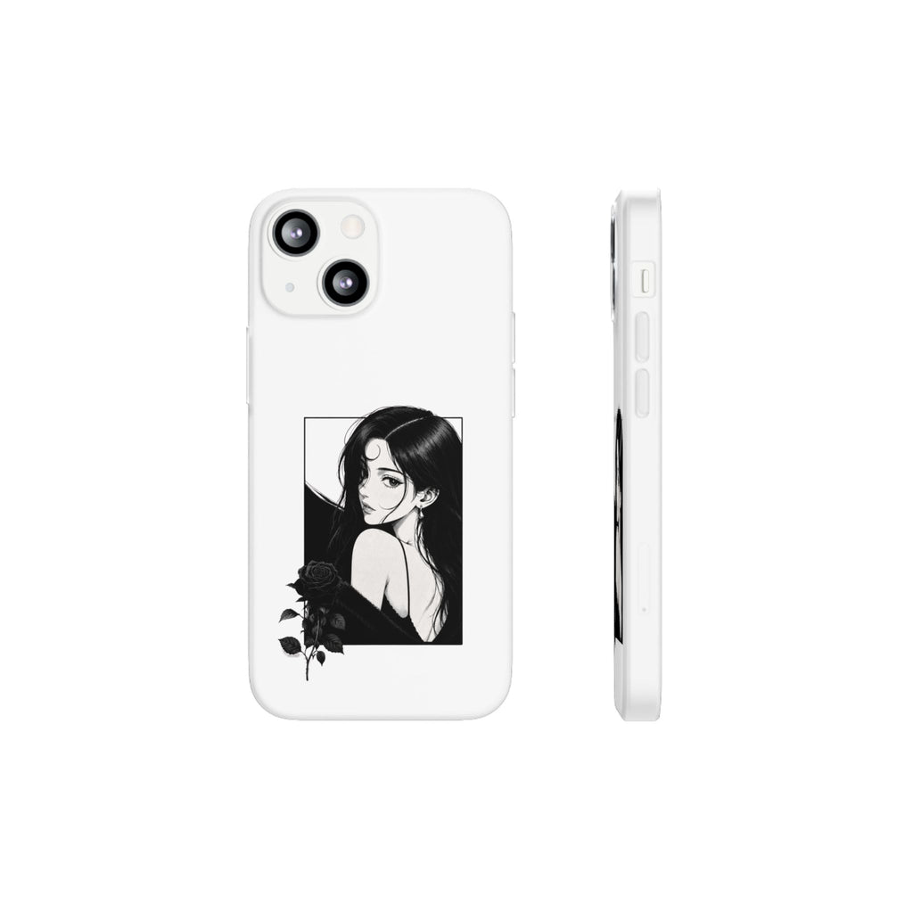 Anime Girl Noir Black Rose Illustration Flexi Case