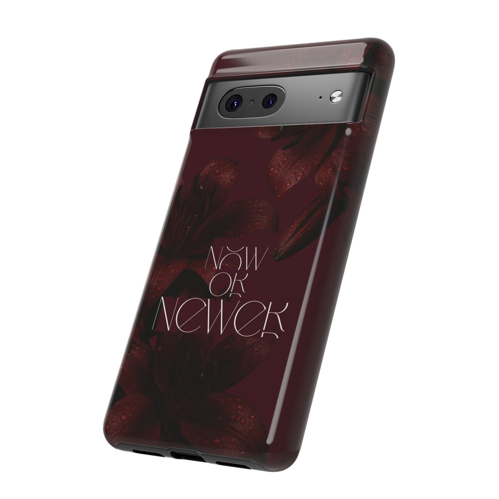 Tough Cases – Burgundy Floral “Now or Never” Protective Phone Case