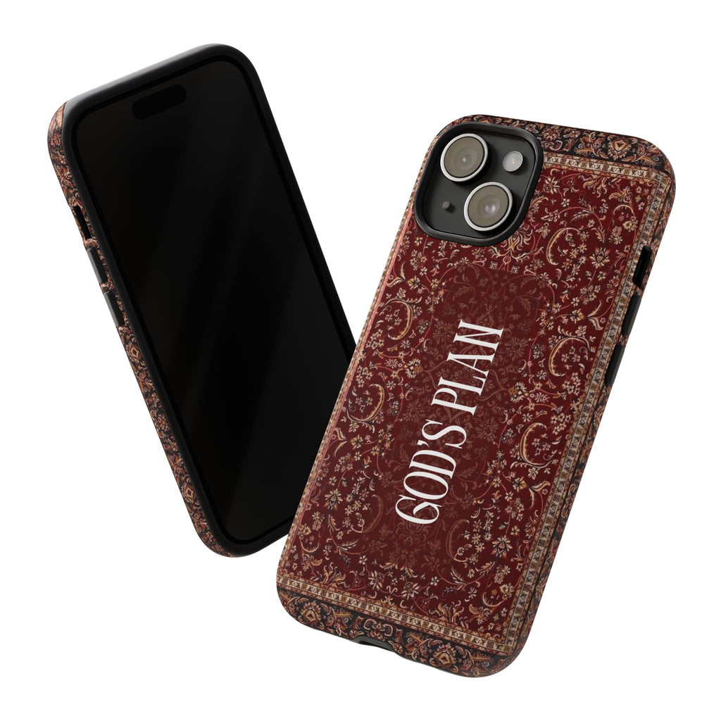 God's Plan — Vintage Tapestry Christian Tough Phone Case | Boho Faith Cover
