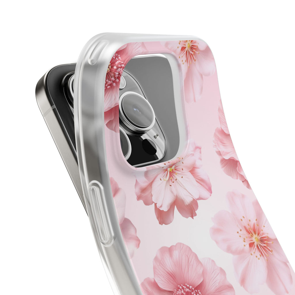 Pink Cherry Blossom Phone Case — Floral Slim Flexi Case for iPhone