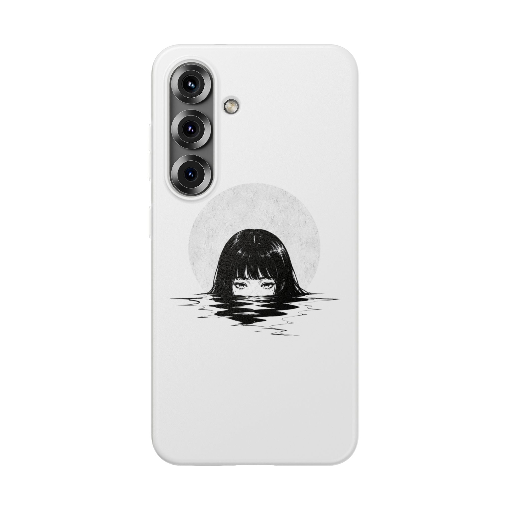 Minimalist Creepy Girl Moon Design