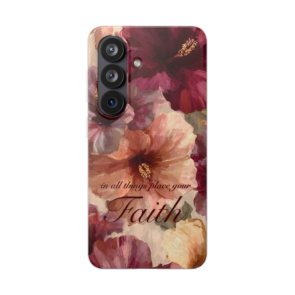 Faith Floral Phone Case – Inspirational Hibiscus Art Protective Cover