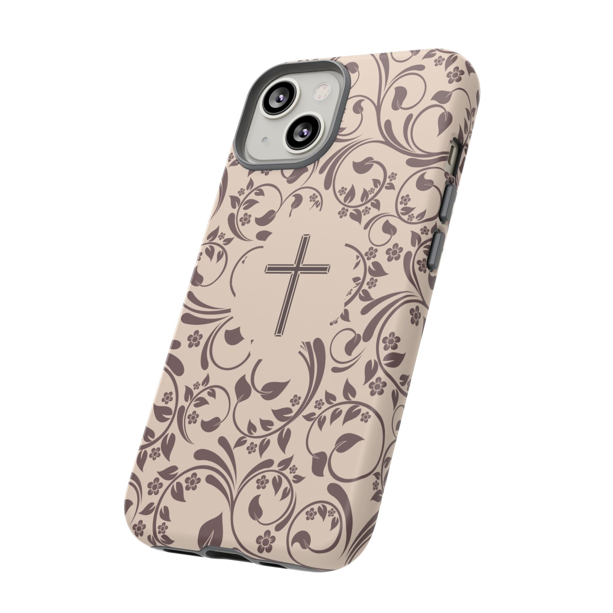 Christian Cross Floral Phone Case — Elegant Religious Protective Cover