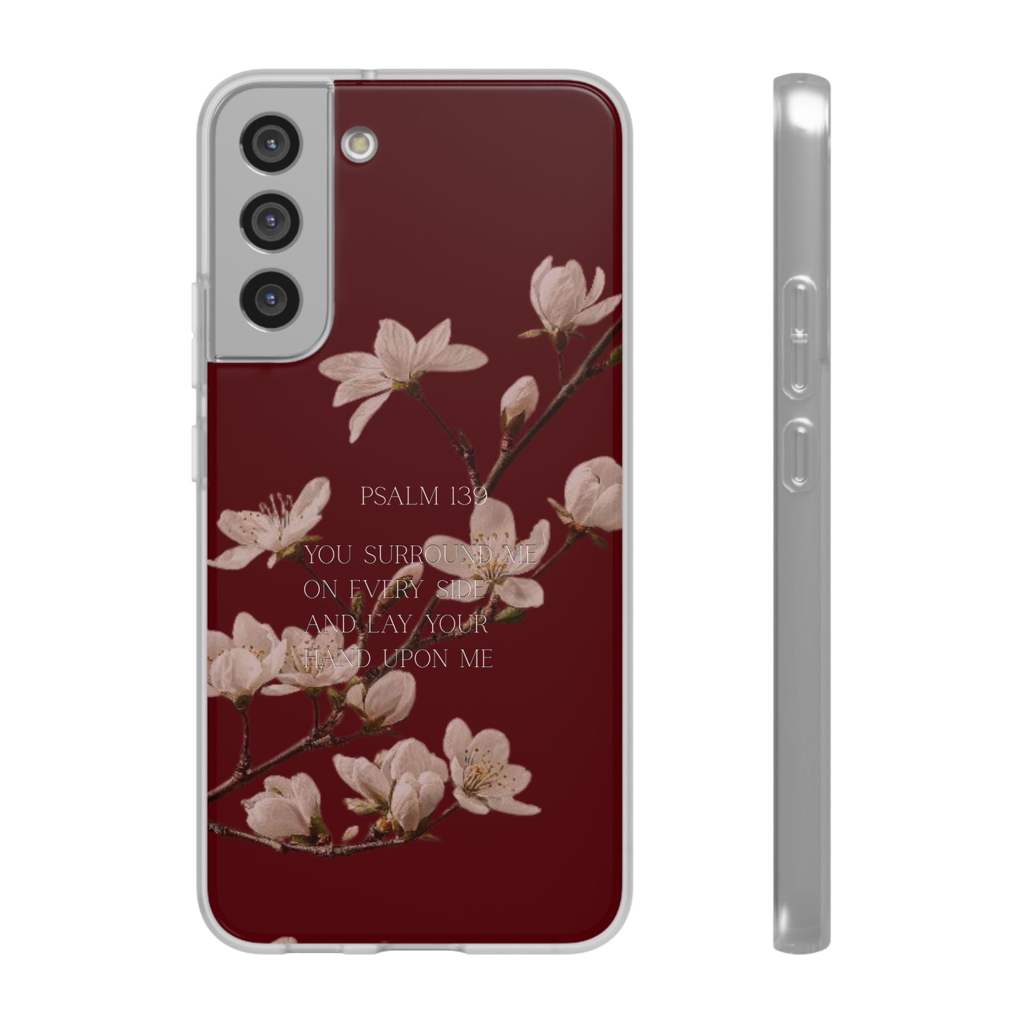 Floral Psalm Phone Case — Psalm 139 Scripture Cherry Blossom iPhone Cover