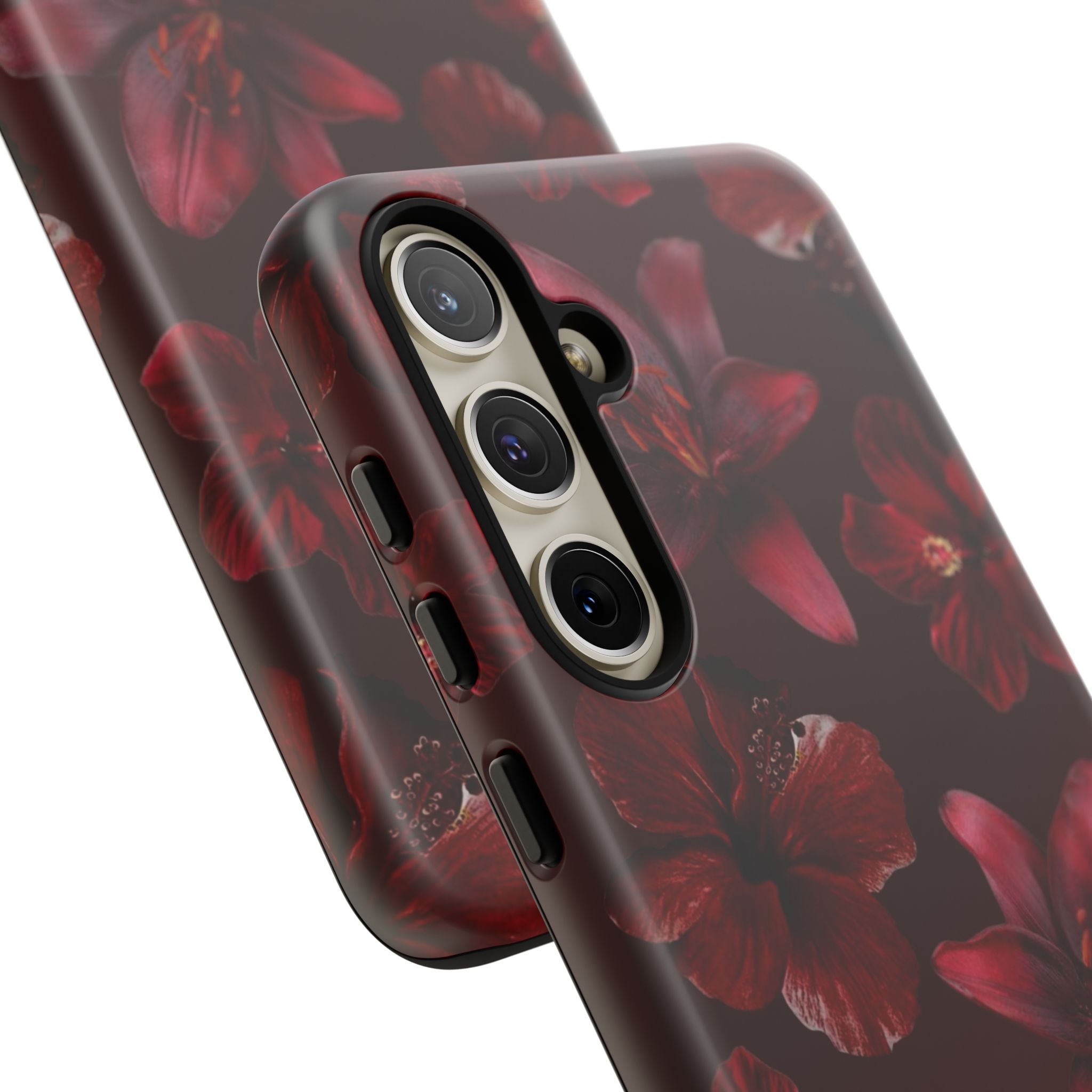 Tough Cases - Dark Red Floral Phone Case