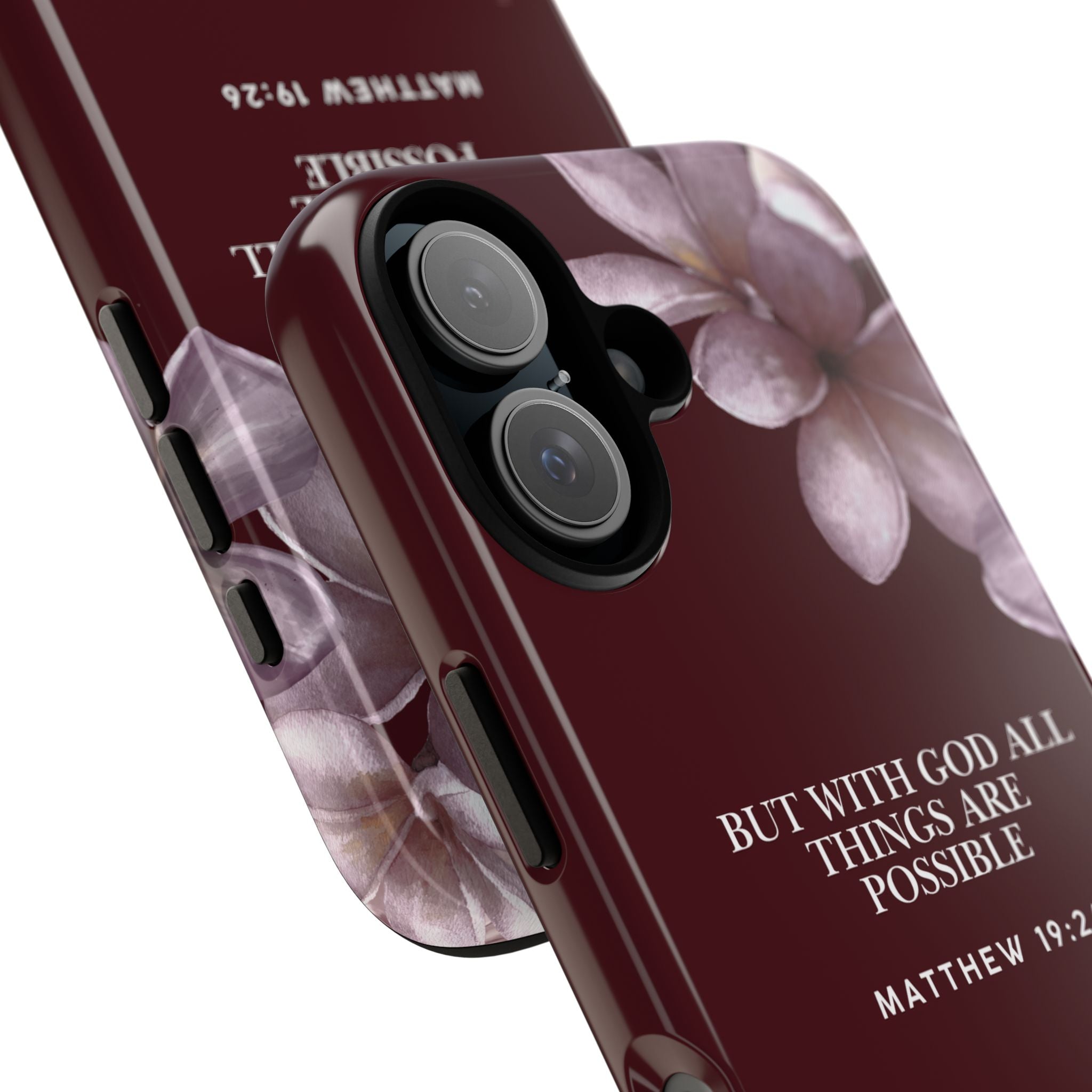 But With God All Things Are Possible — Floral Bible Verse Christian Tough Phone Case