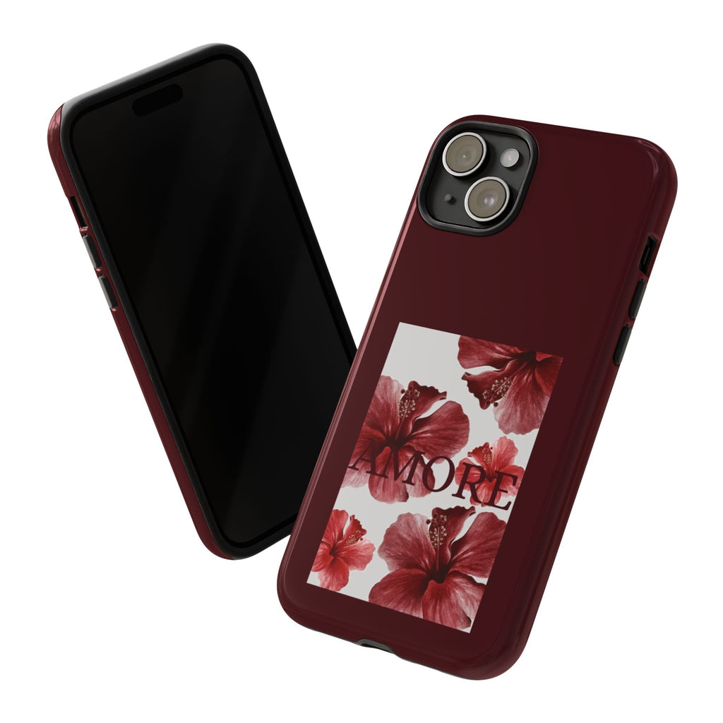 Amore Floral Phone Case — Burgundy Tough Protective Cover