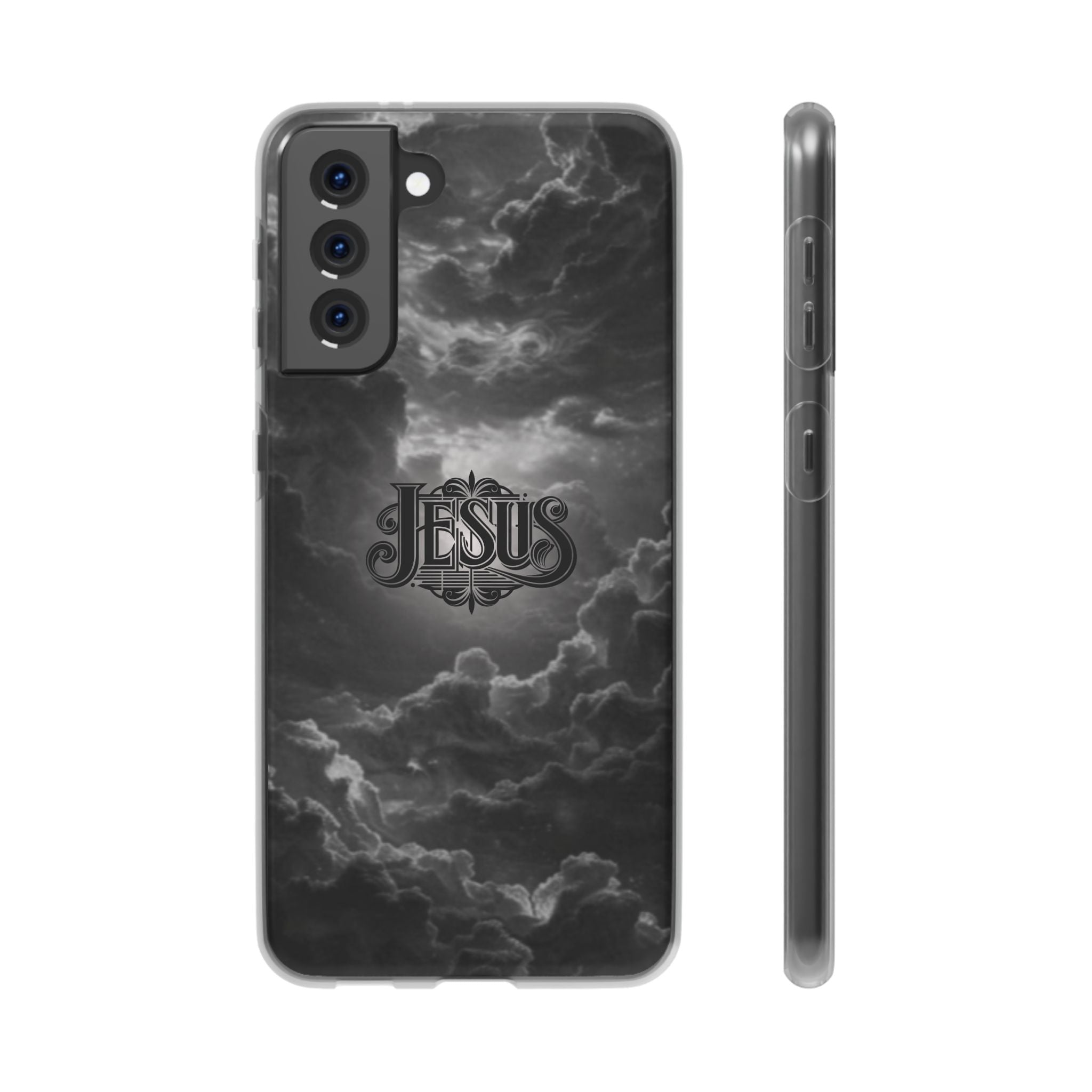Jesus Cloud Phone Case — Faith-Inspired Flexi Case with 'Jesus' Script