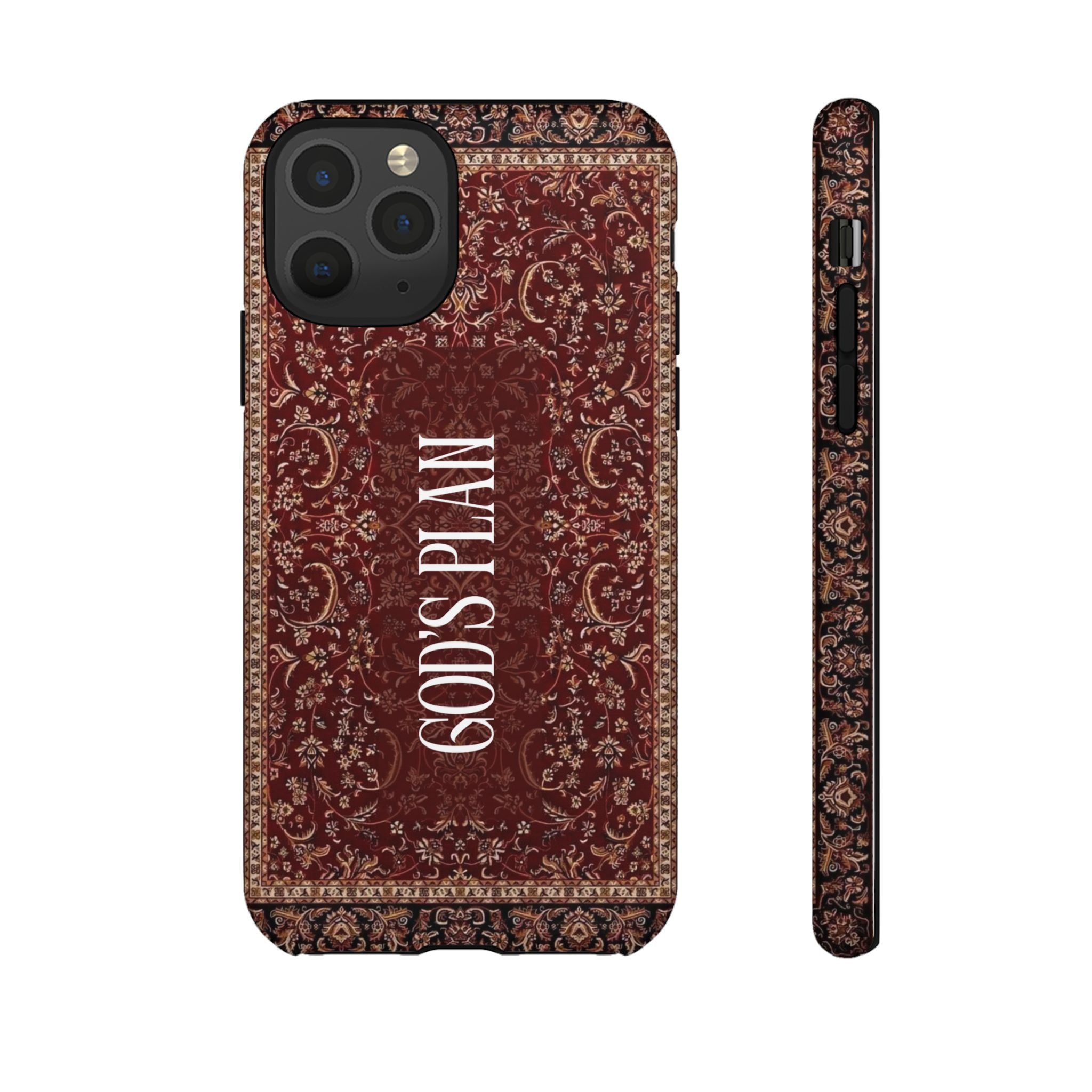 God's Plan — Vintage Tapestry Christian Tough Phone Case | Boho Faith Cover
