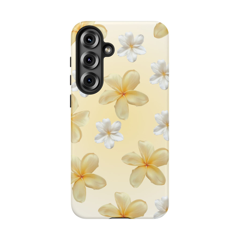 Plumeria Floral Tough Phone Case — Yellow Tropical Protection