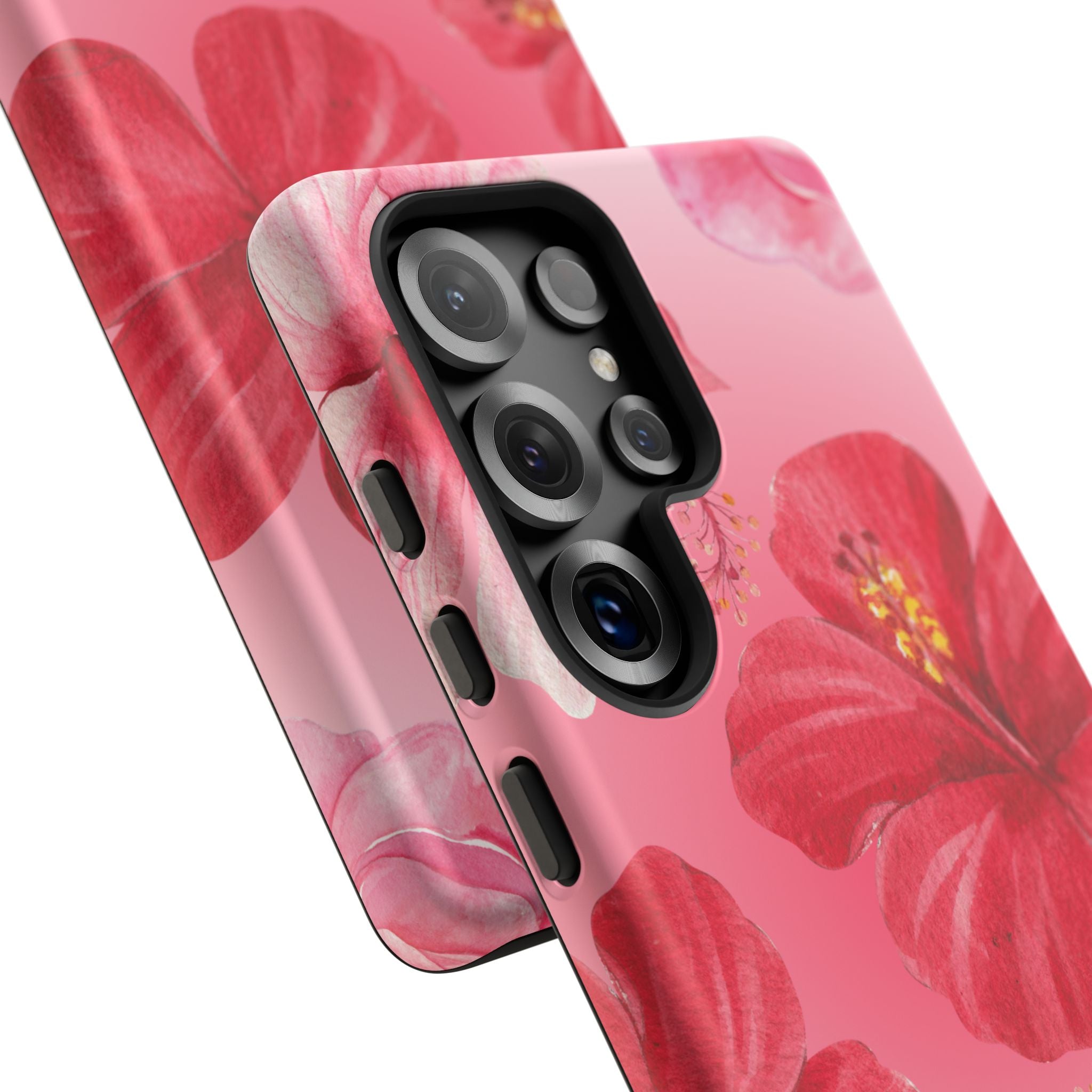 Hibiscus Pink Tough Phone Case — Floral Tropical Protective Cover