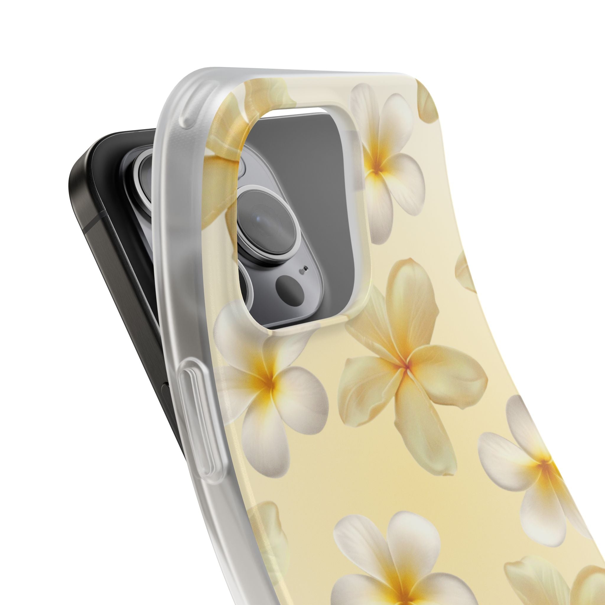 Plumeria Floral Flexi Phone Case — Tropical Yellow Flower Protective Cover