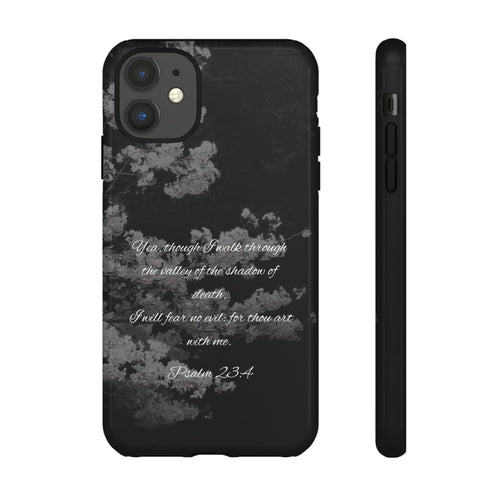Bible Verse Phone Case — Psalm 23:4 Comfort Black Protective Cover